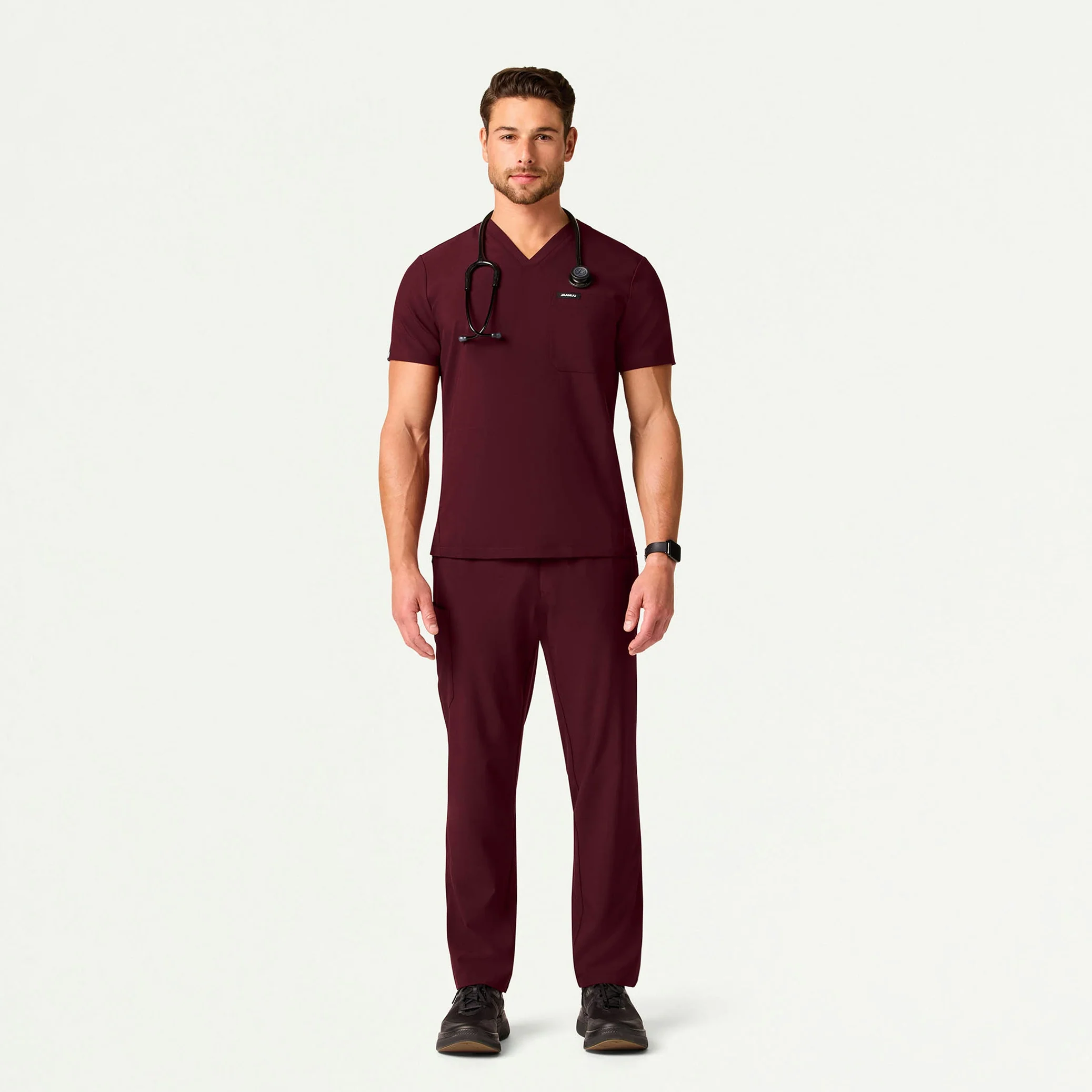 Bron UltraLITE™ 3-Pocket Scrub Top - Burgundy - Image 2