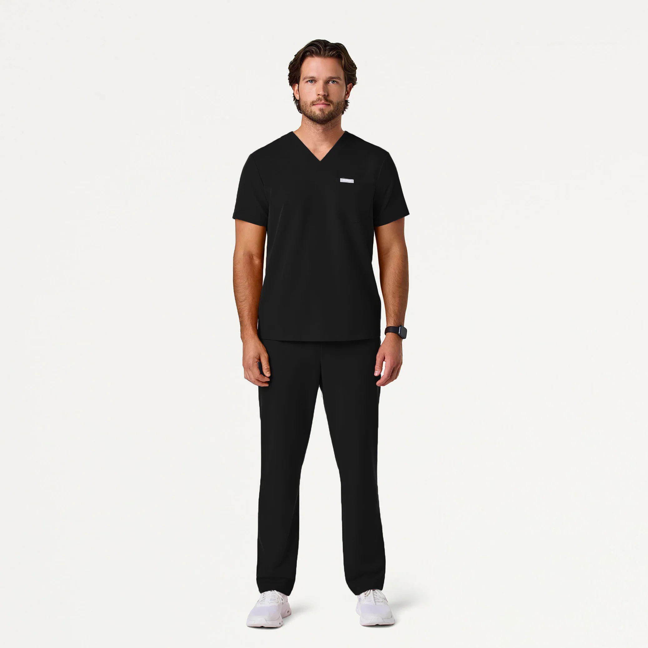 Jaanuu UltraLAST™ Essential Performance Men's 5-Pocket Scrub Set - Jet Black