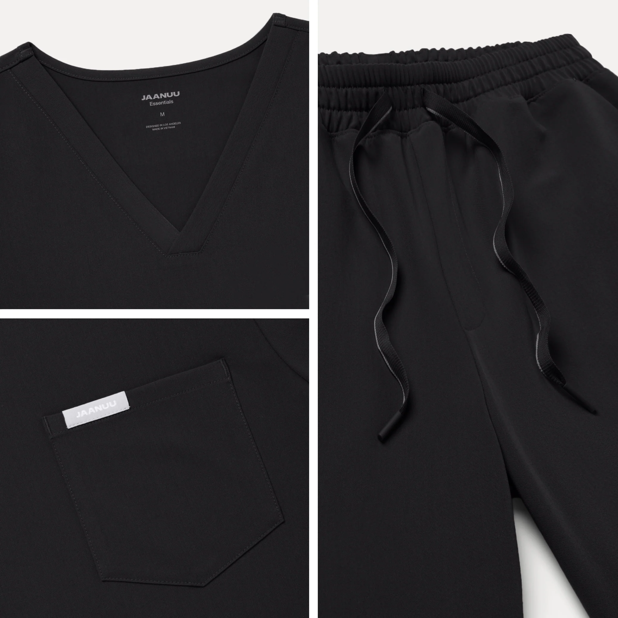 Jaanuu UltraLAST™ Essential Performance Men's 5-Pocket Scrub Set - Jet Black - Image 6