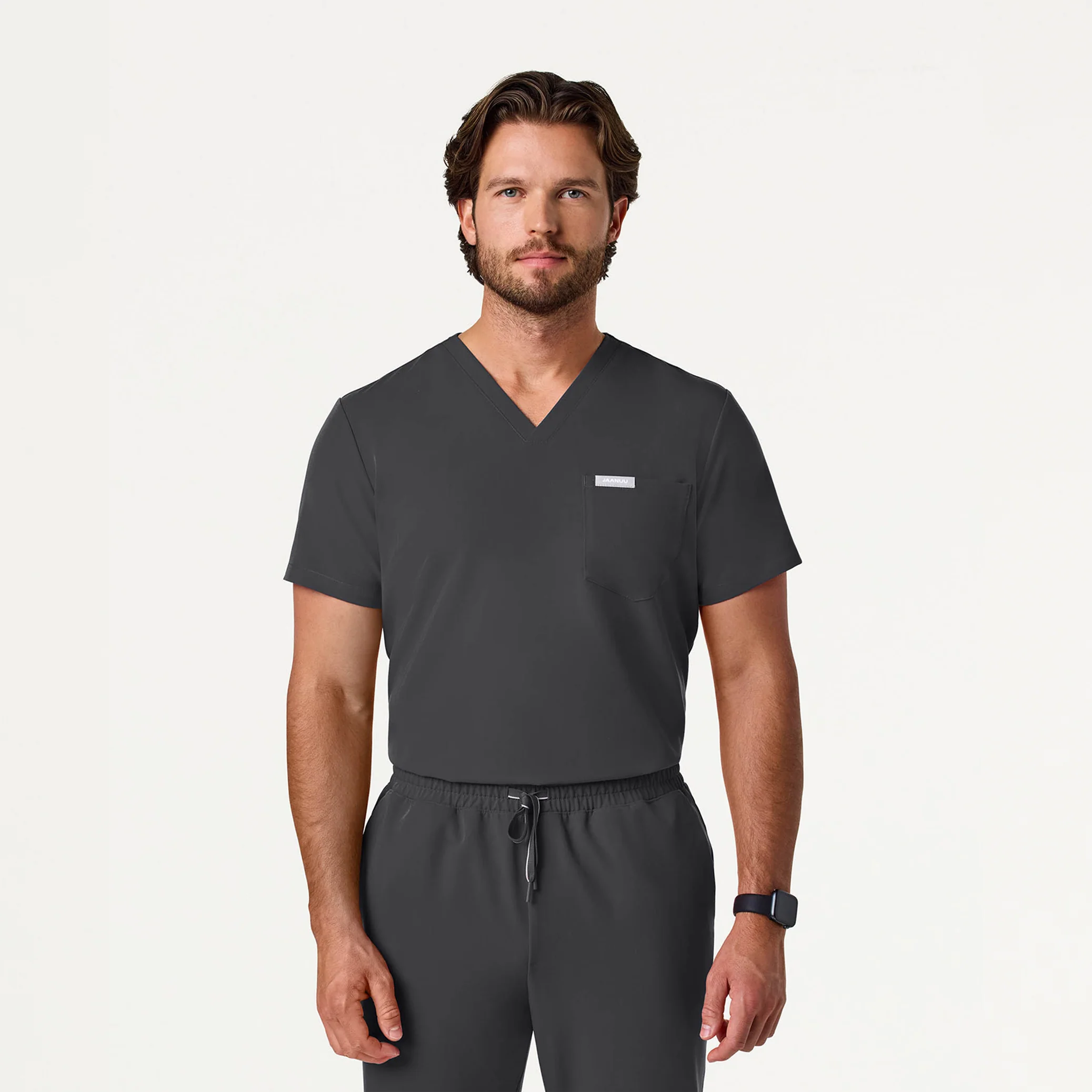 Jaanuu UltraLAST™ Essential Performance Men's 5-Pocket Scrub Set - Pewter - Image 2