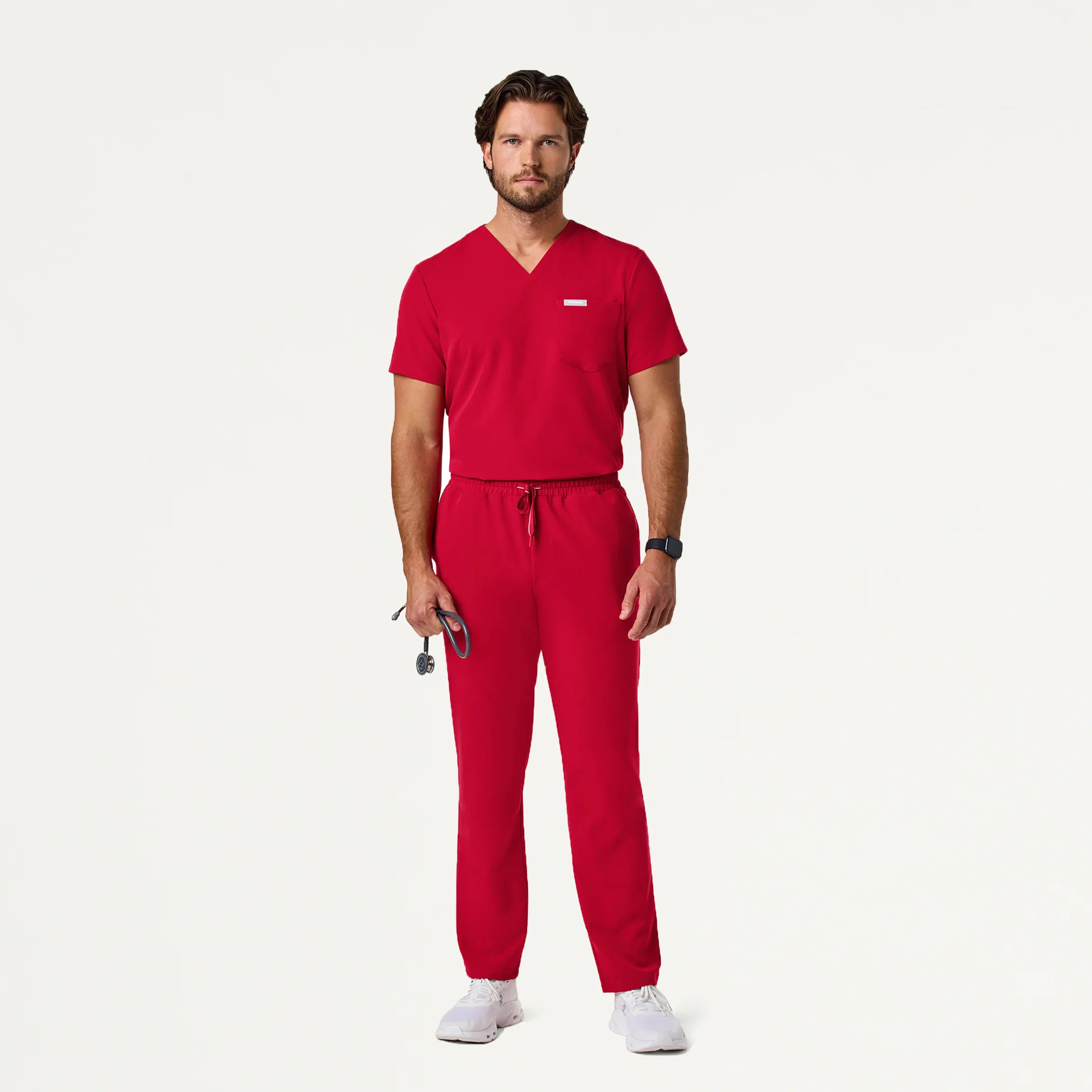 Jaanuu UltraLAST™ Essential Performance Men's 5-Pocket Scrub Set - Red