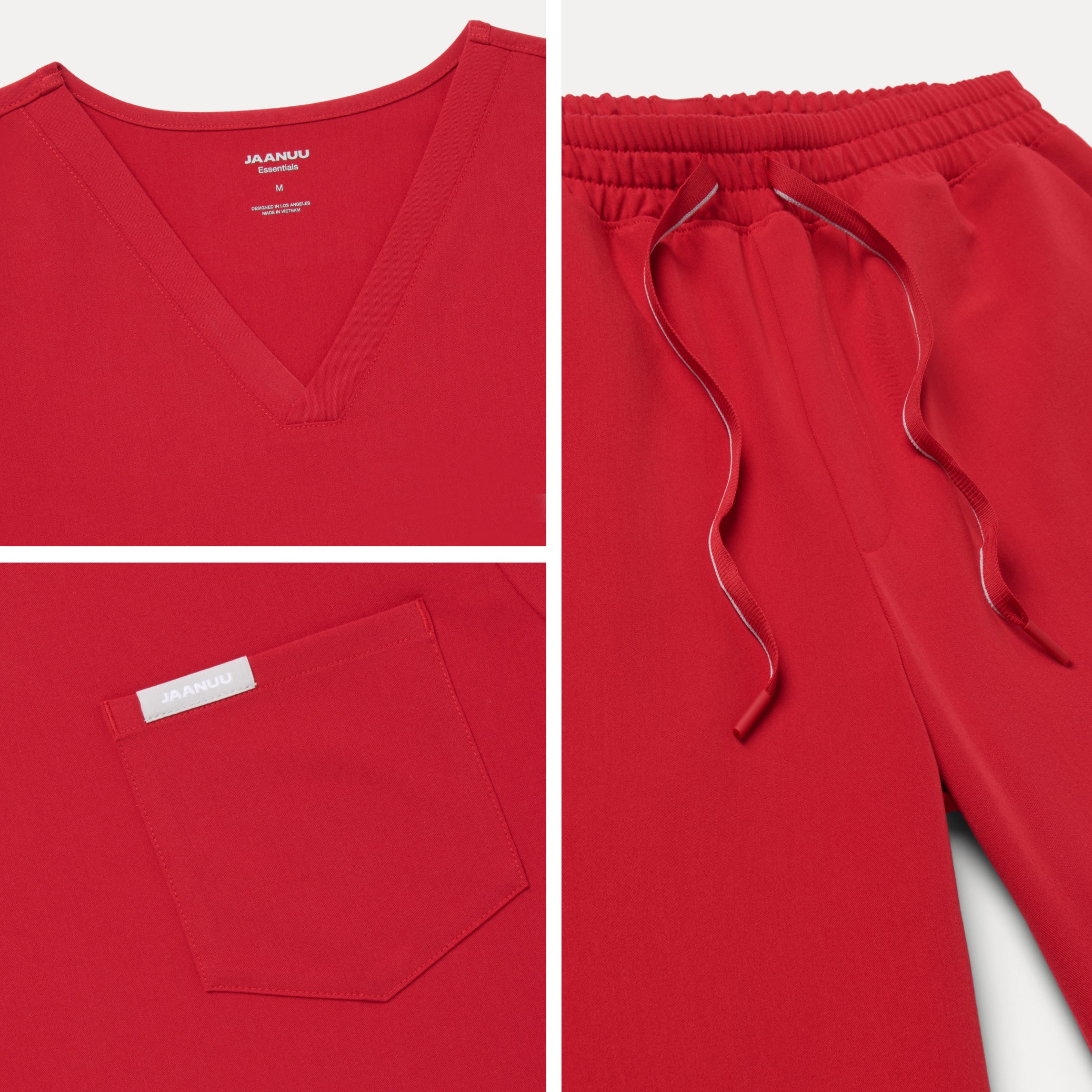 Jaanuu UltraLAST™ Essential Performance Men's 5-Pocket Scrub Set - Red - Image 6