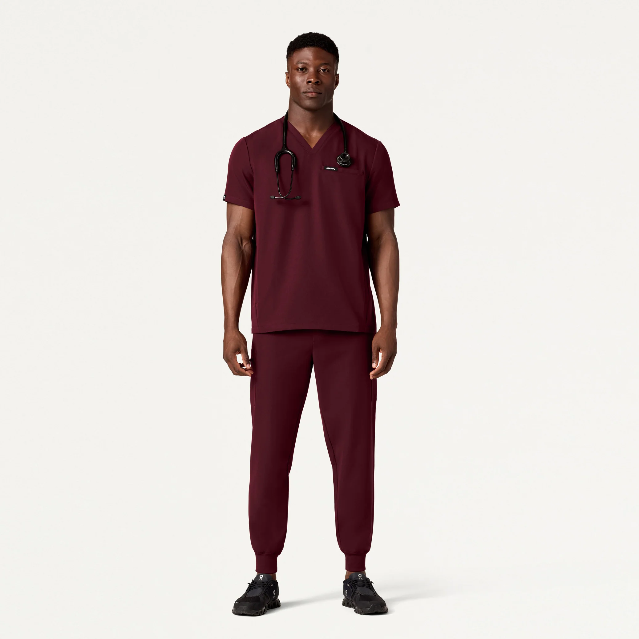 Osmo 8-Pocket Scrub Jogger - Burgundy - Image 2