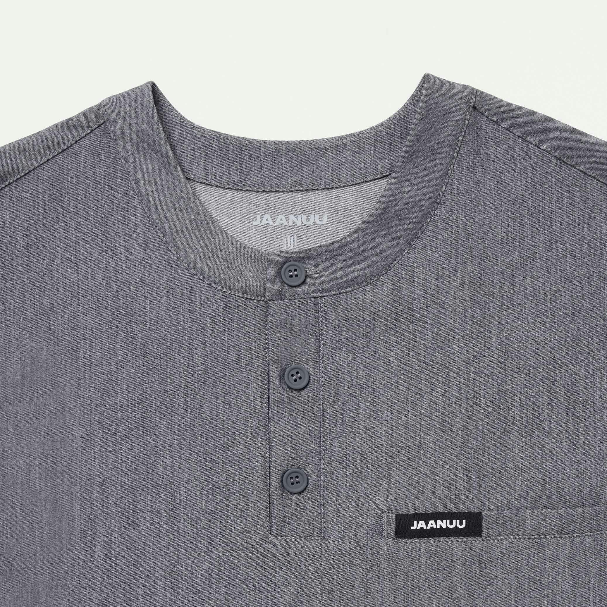 Reeve Henley Scrub Top - Heather Gray - Image 5