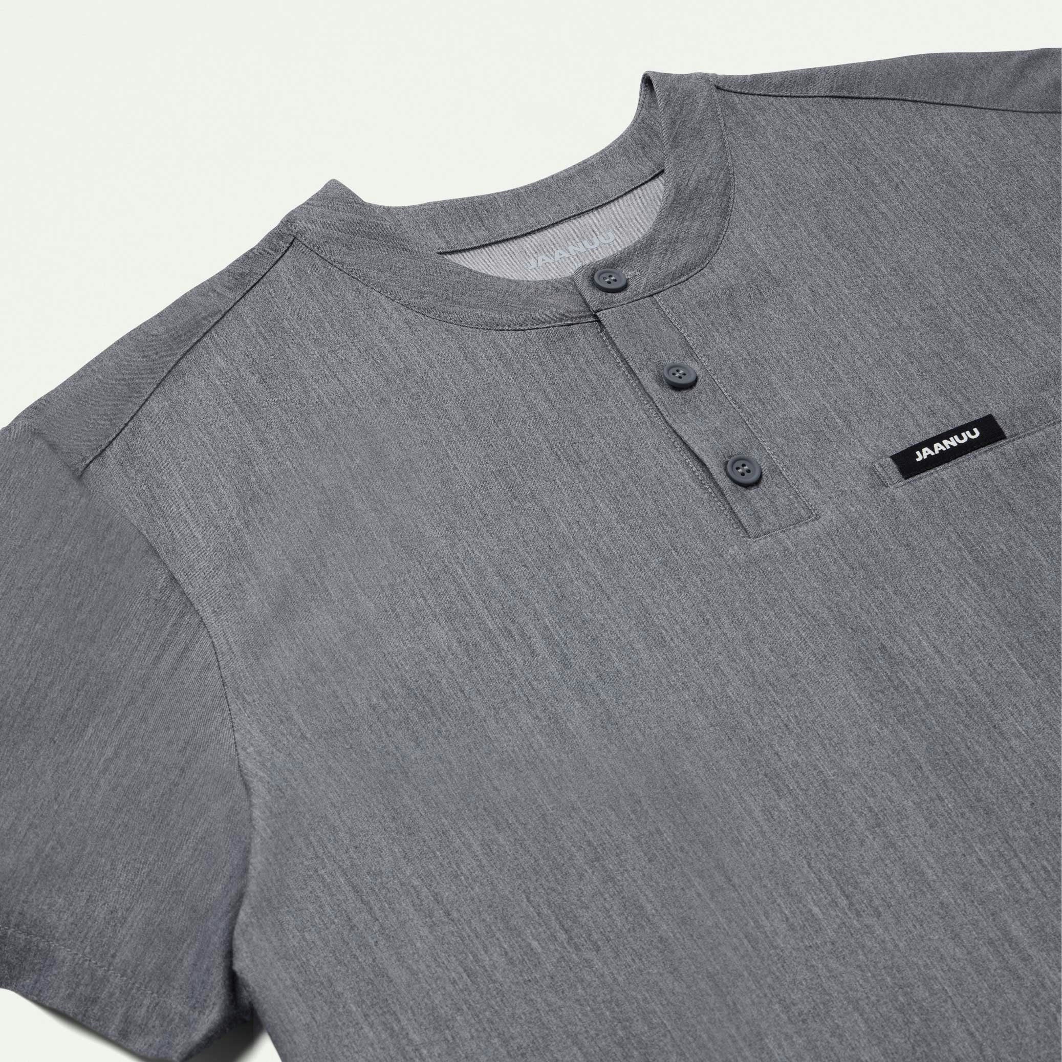 Reeve Henley Scrub Top - Heather Gray - Image 6
