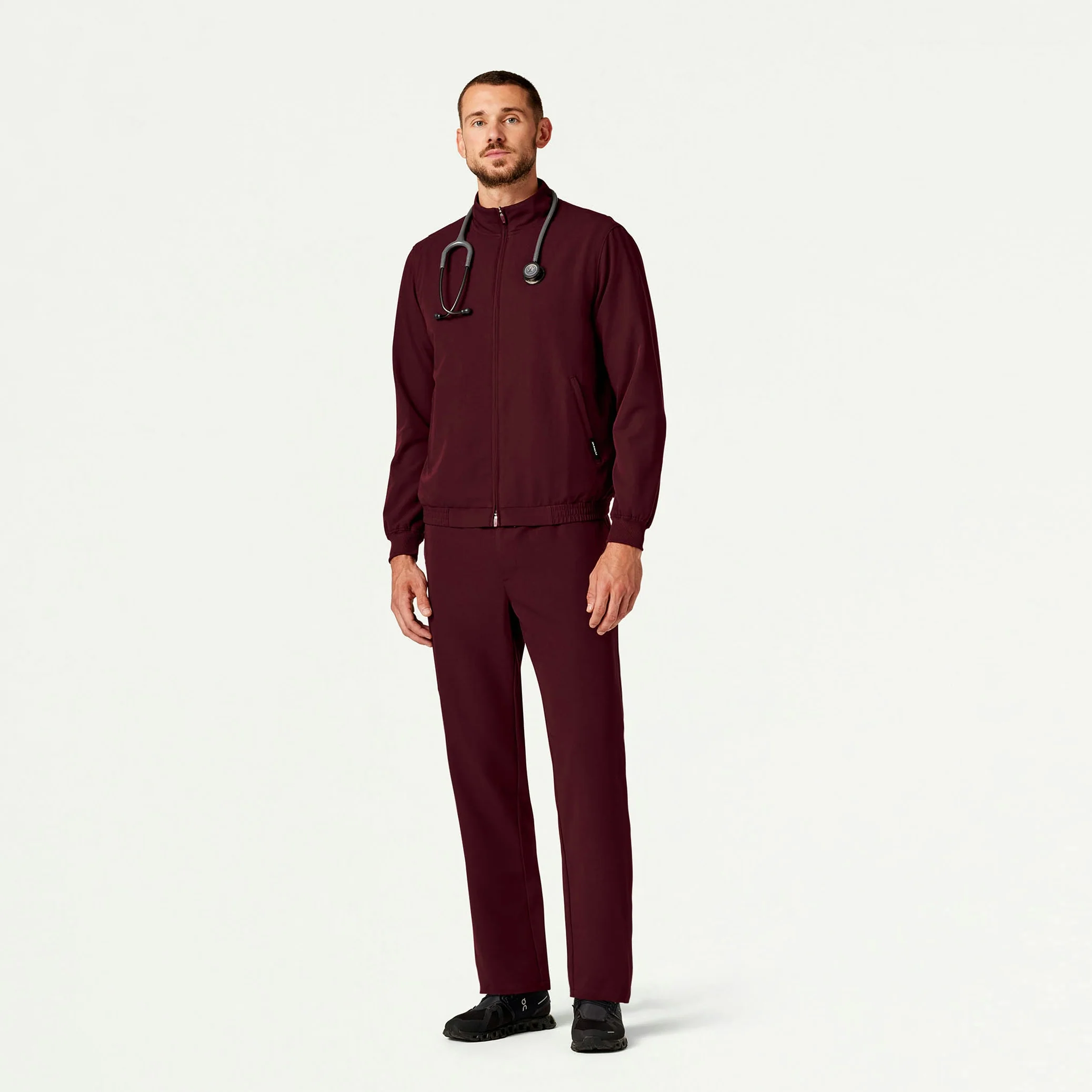 Wolfe Everyday 6-Pocket Scrub Jacket - Burgundy - Image 2