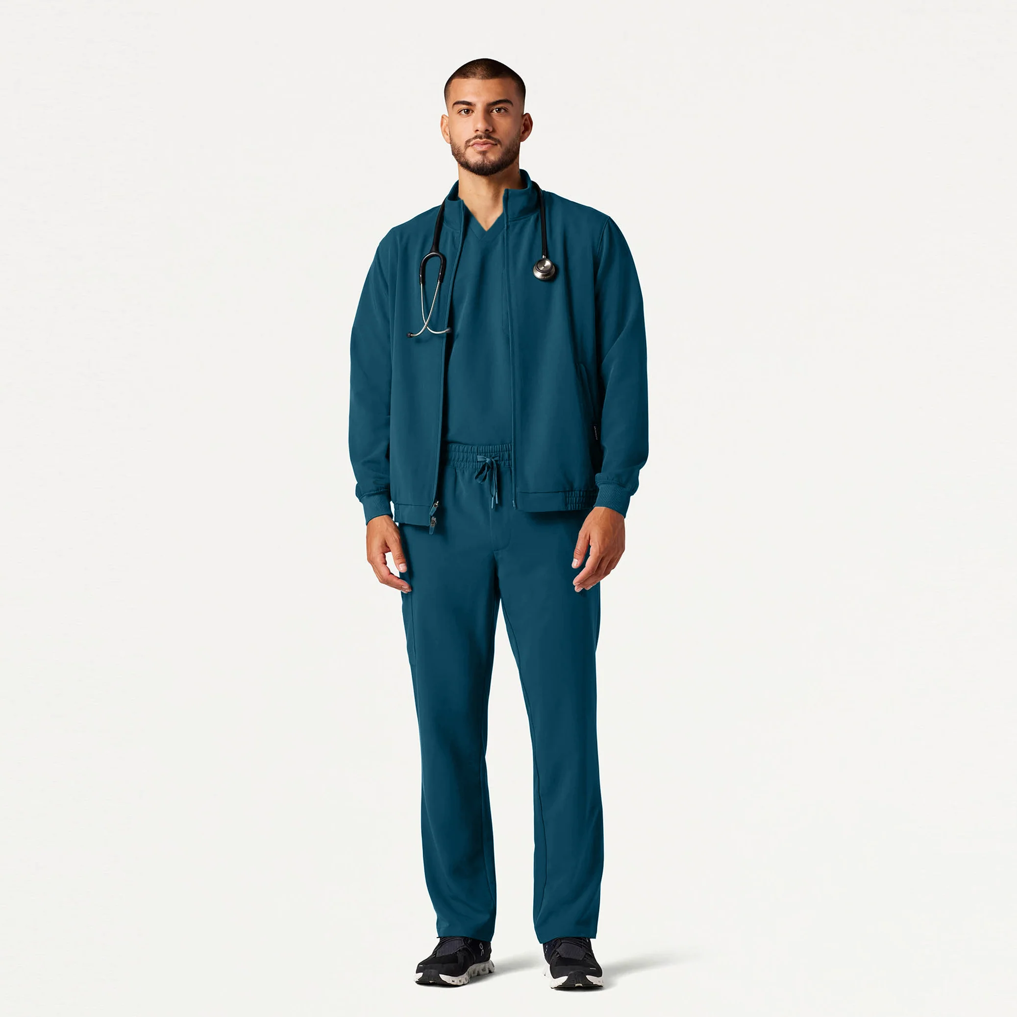 Wolfe Everyday 6-Pocket Scrub Jacket - Caribbean Blue - Image 2
