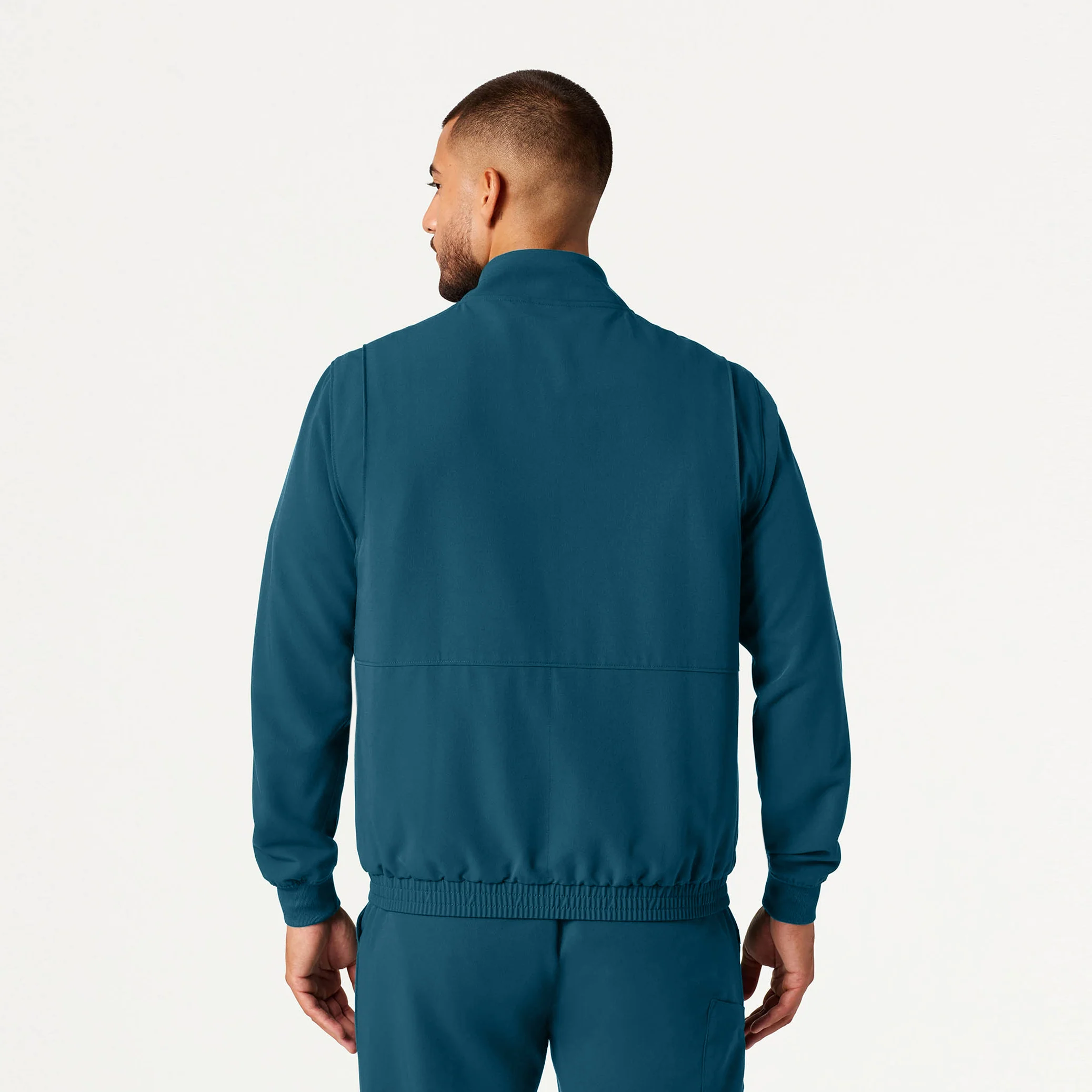 Wolfe Everyday 6-Pocket Scrub Jacket - Caribbean Blue - Image 3
