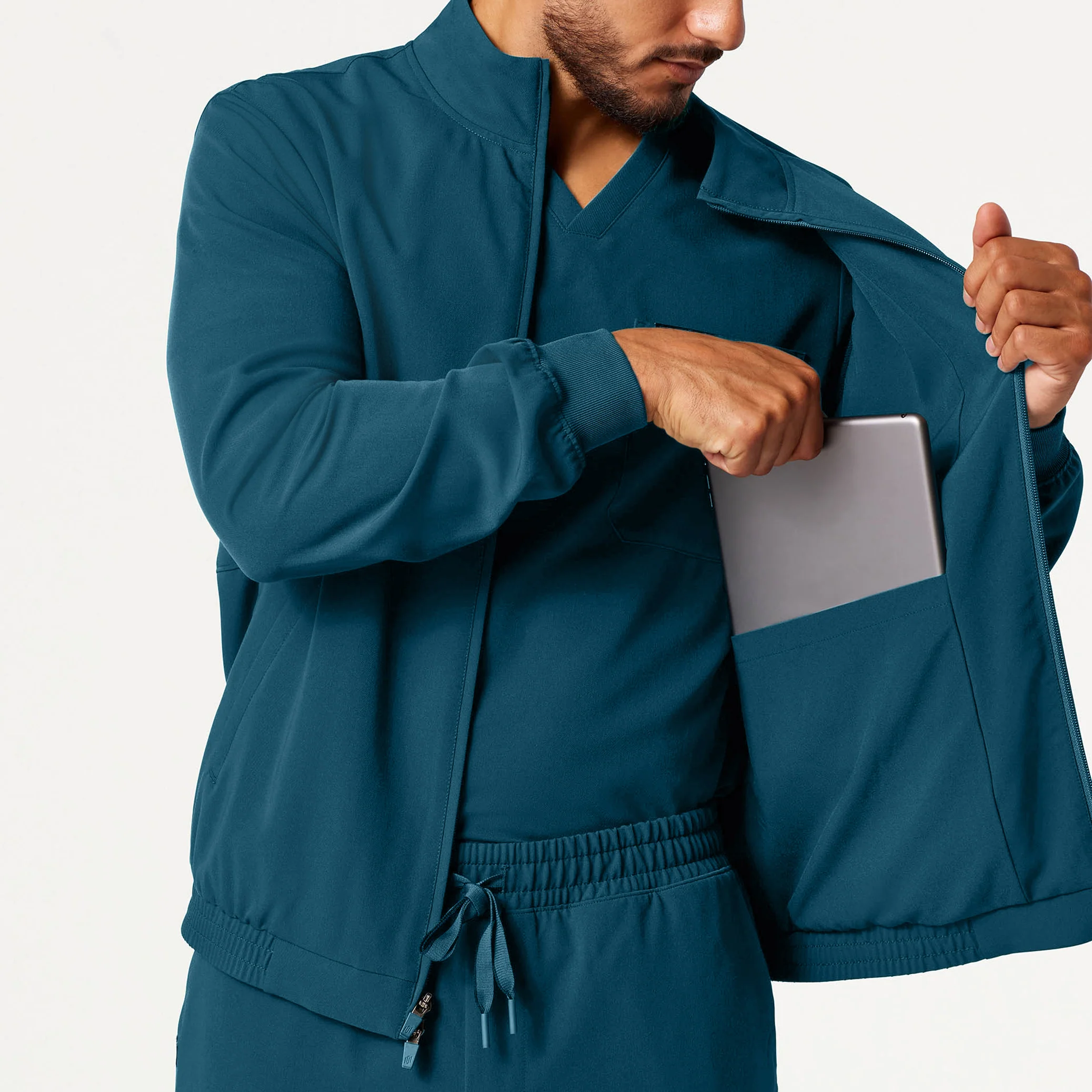 Wolfe Everyday 6-Pocket Scrub Jacket - Caribbean Blue - Image 6