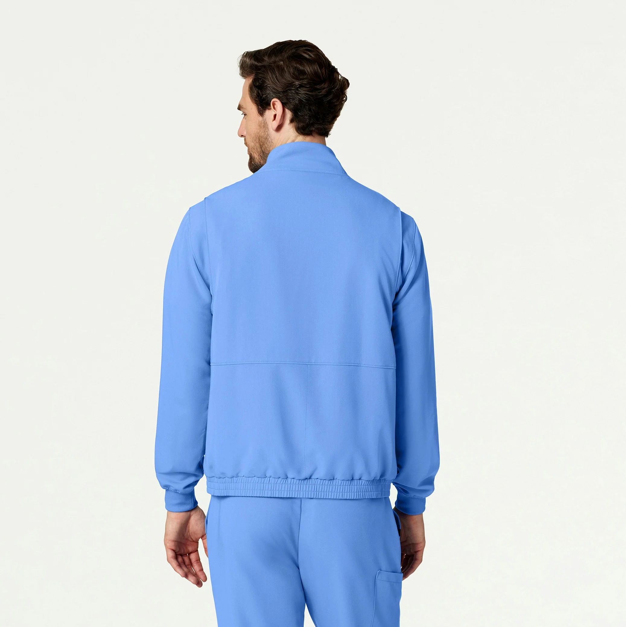 Wolfe Everyday 6-Pocket Scrub Jacket - Ceil Blue - Image 3