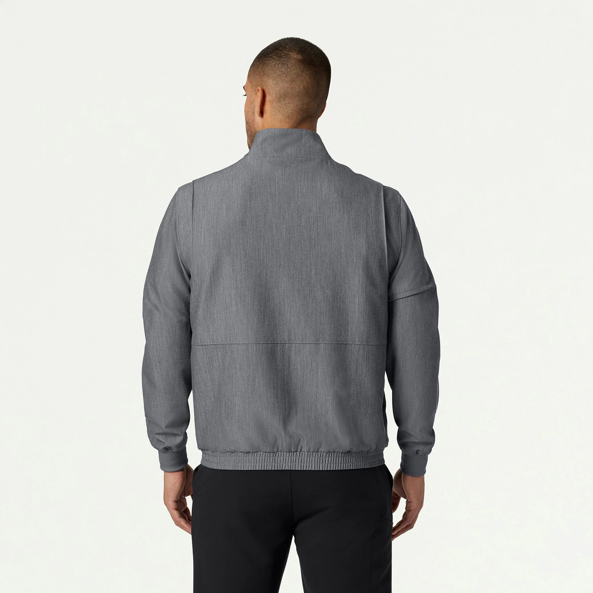 Wolfe Everyday 6-Pocket Scrub Jacket - Heather Gray - Image 3