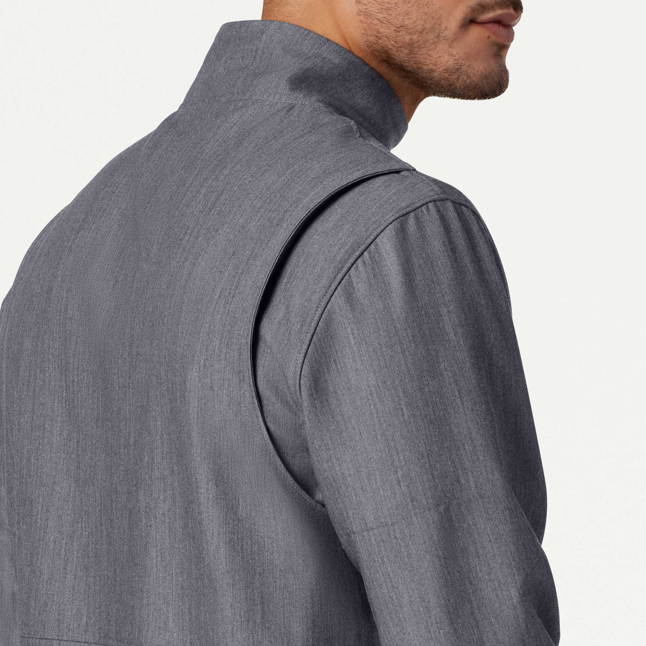 Wolfe Everyday 6-Pocket Scrub Jacket - Heather Gray - Image 6
