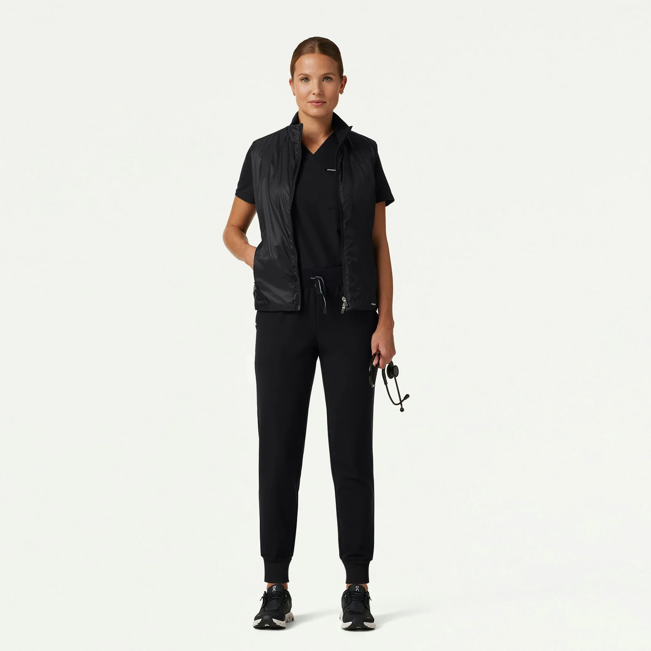 The Alex Vest Scrub Set - Black