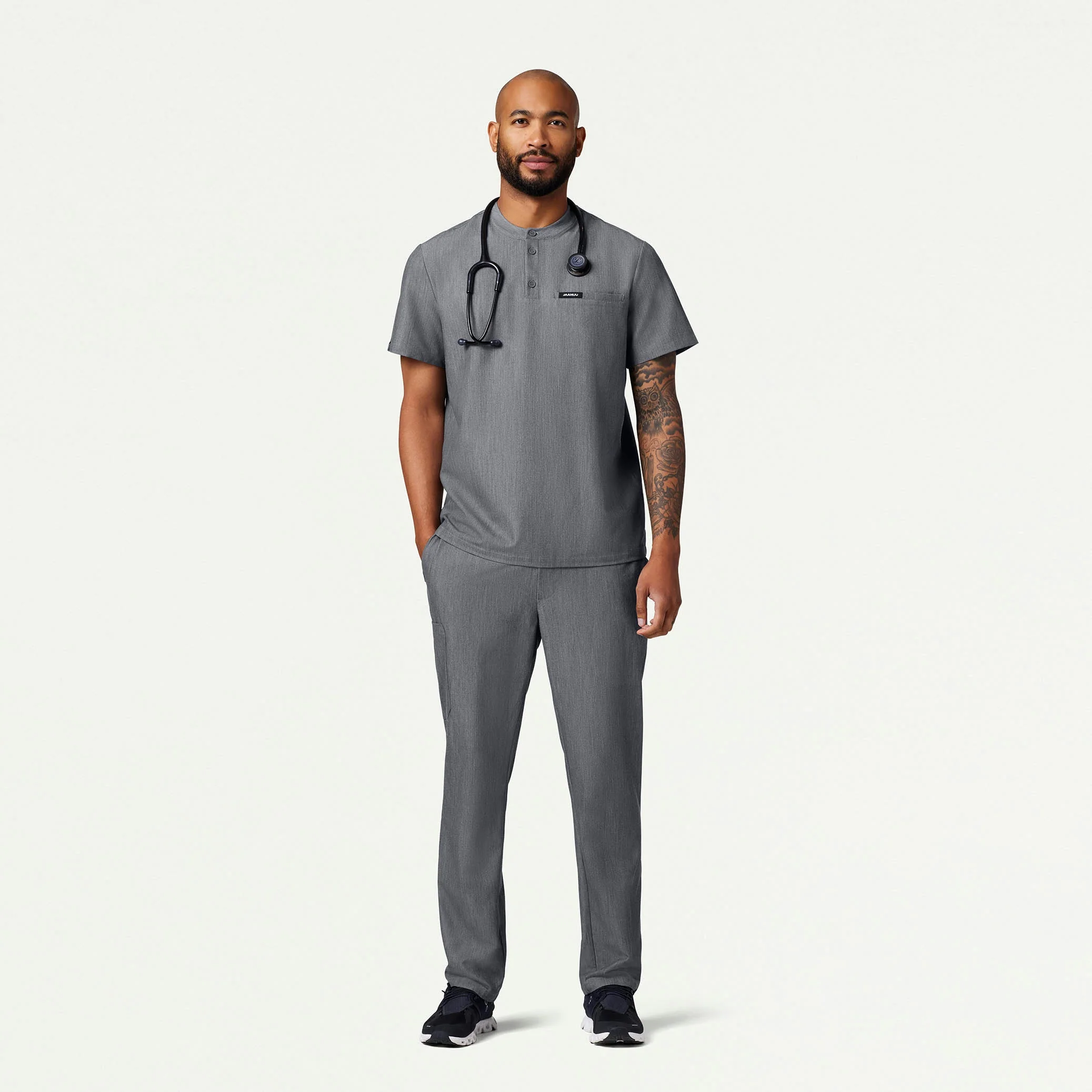 The Ander Essential Scrub Set - Heather Gray