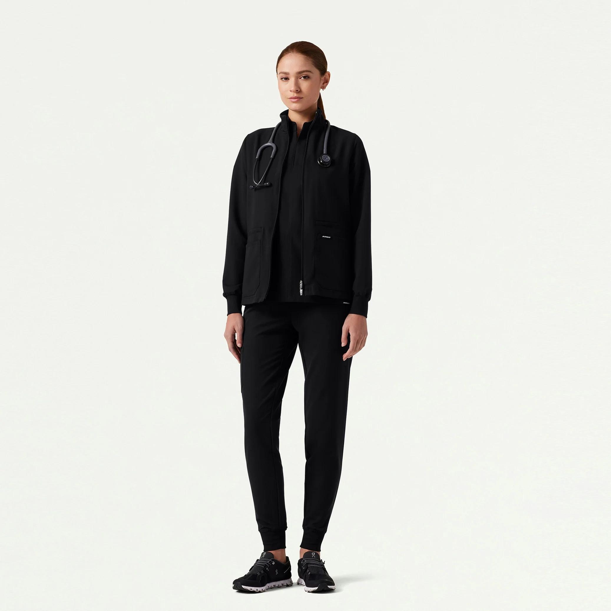 The Davie Jacket Scrub Set - Black