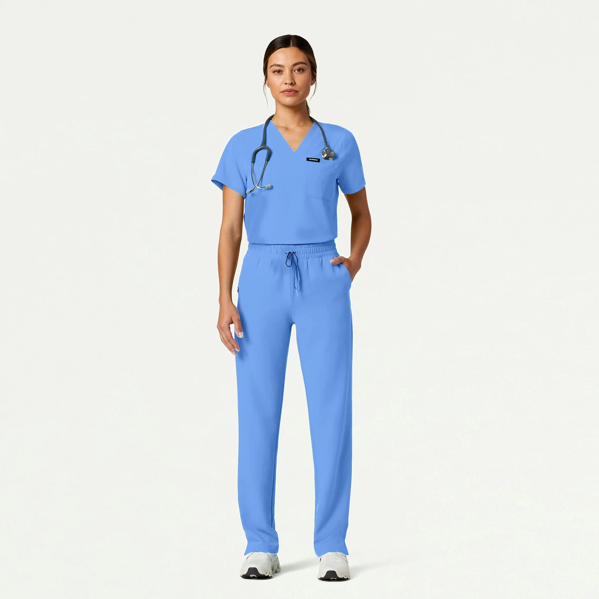 The Emma Essential Scrub Set - Ceil Blue
