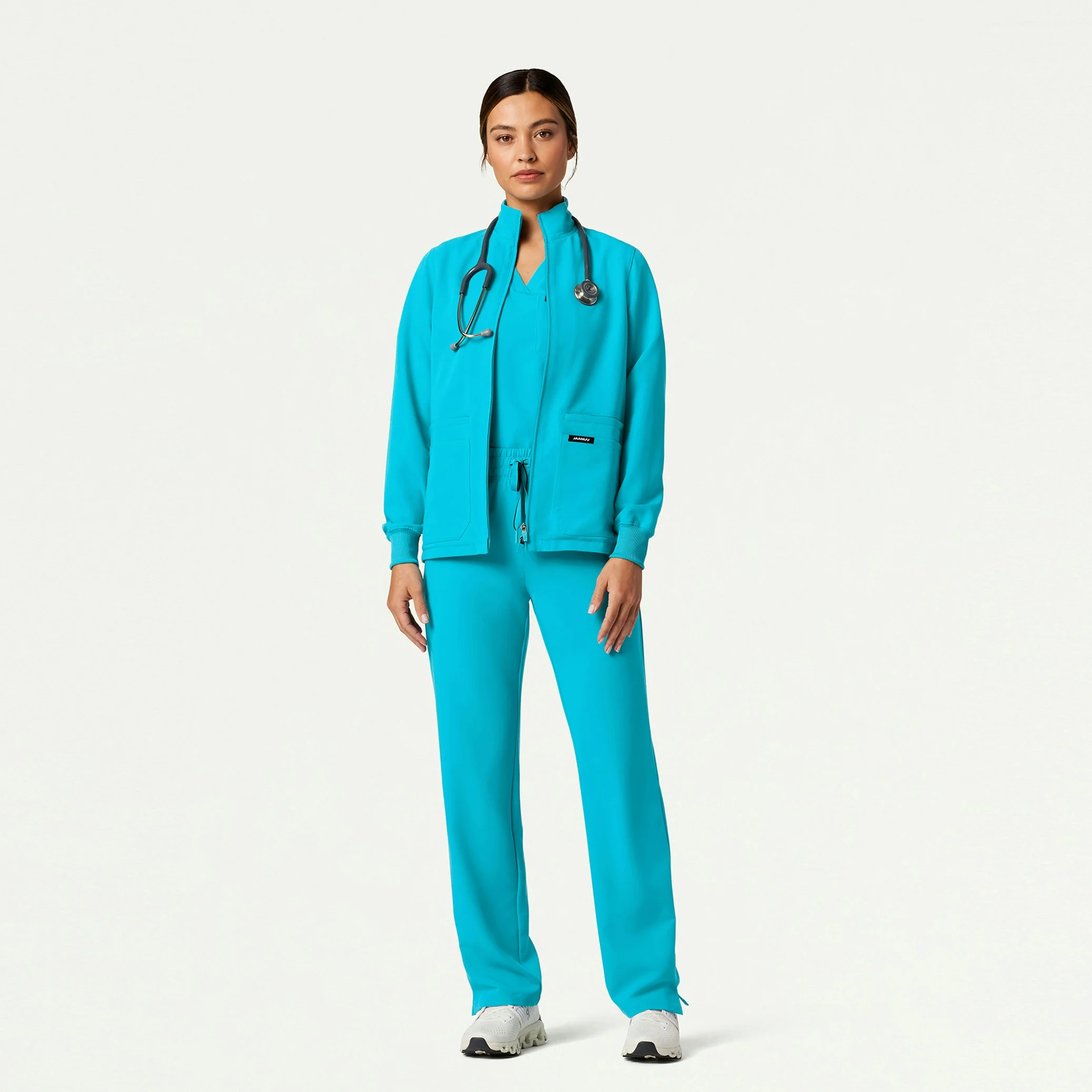 The Emma Jacket Scrub Set - Ceil Blue