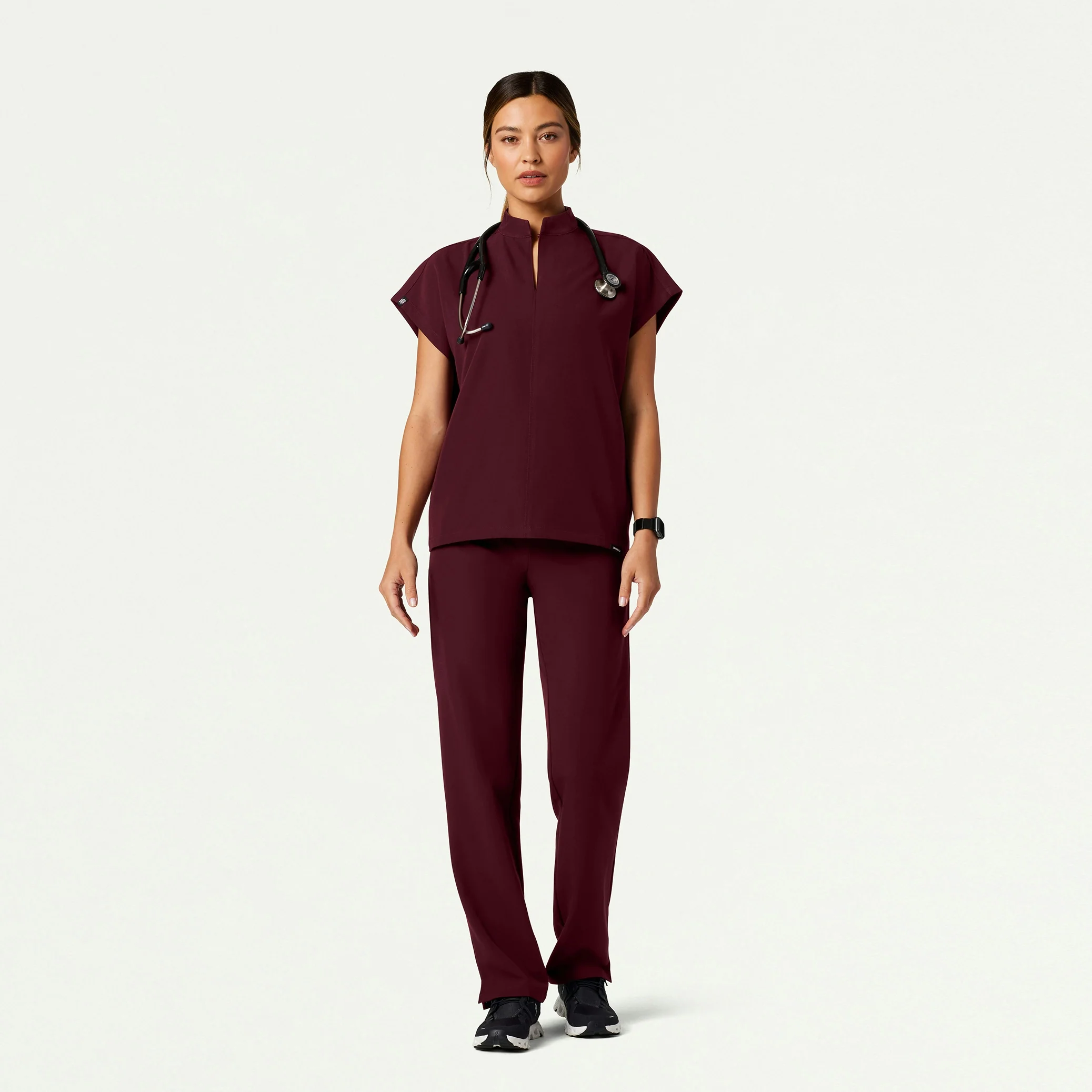The Phoebe Essential Scrub Set - Burgundy