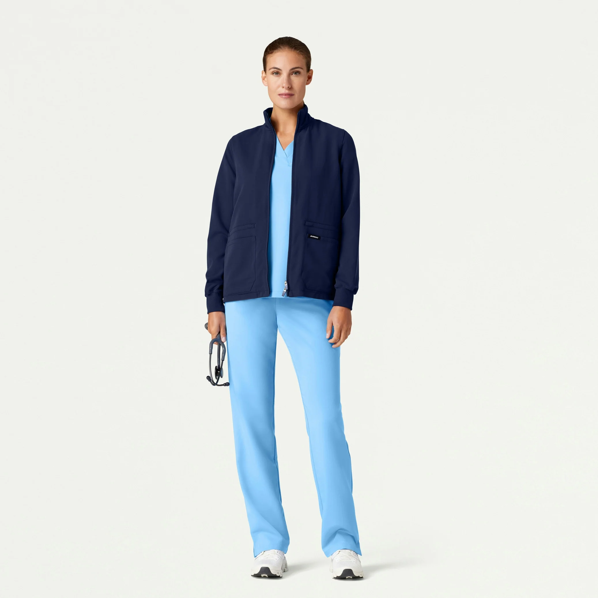 The Shea Jacket Scrub Set - Ceil Blue