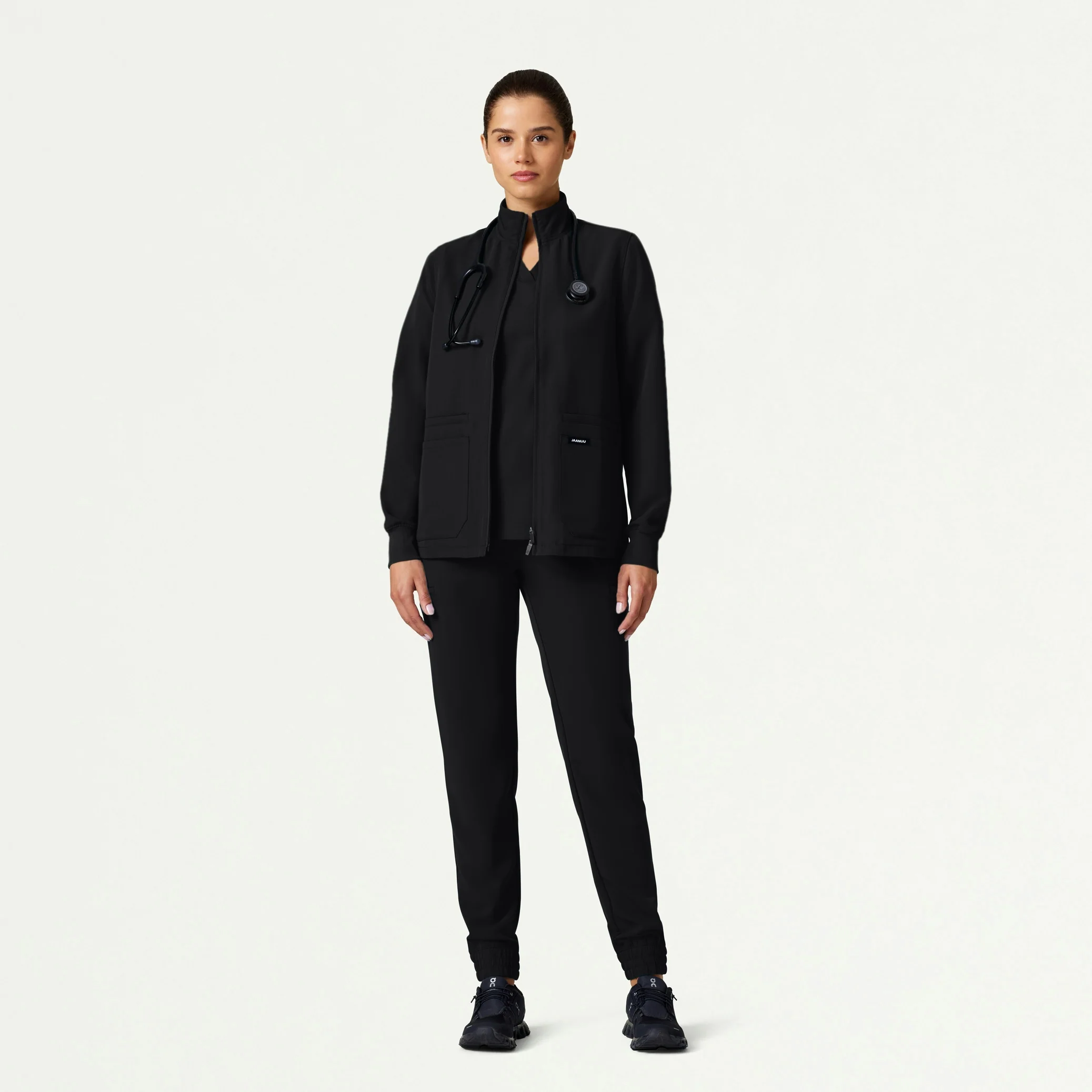 The Verda Jacket Scrub Set - Black