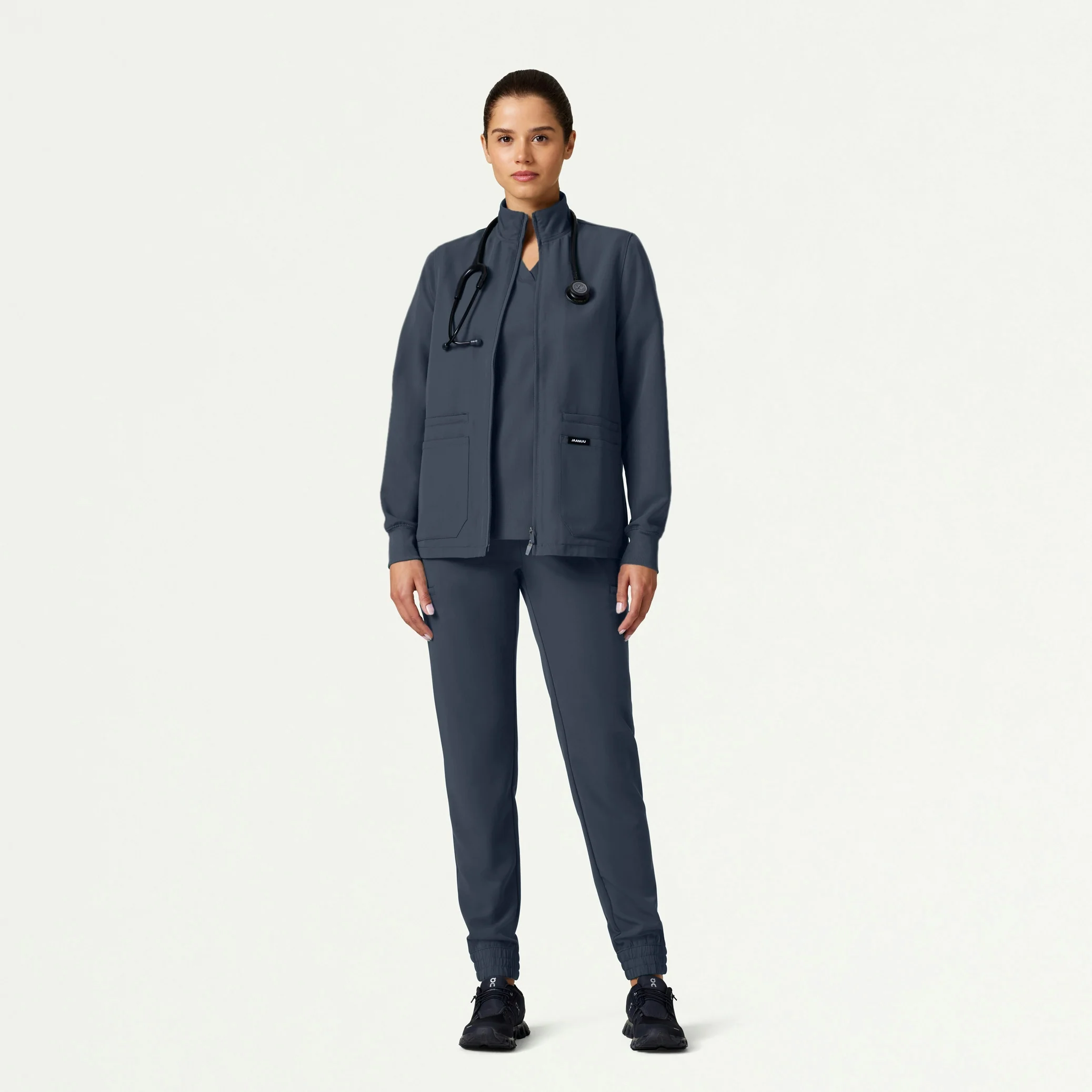 The Verda Jacket Scrub Set - Carbon Gray