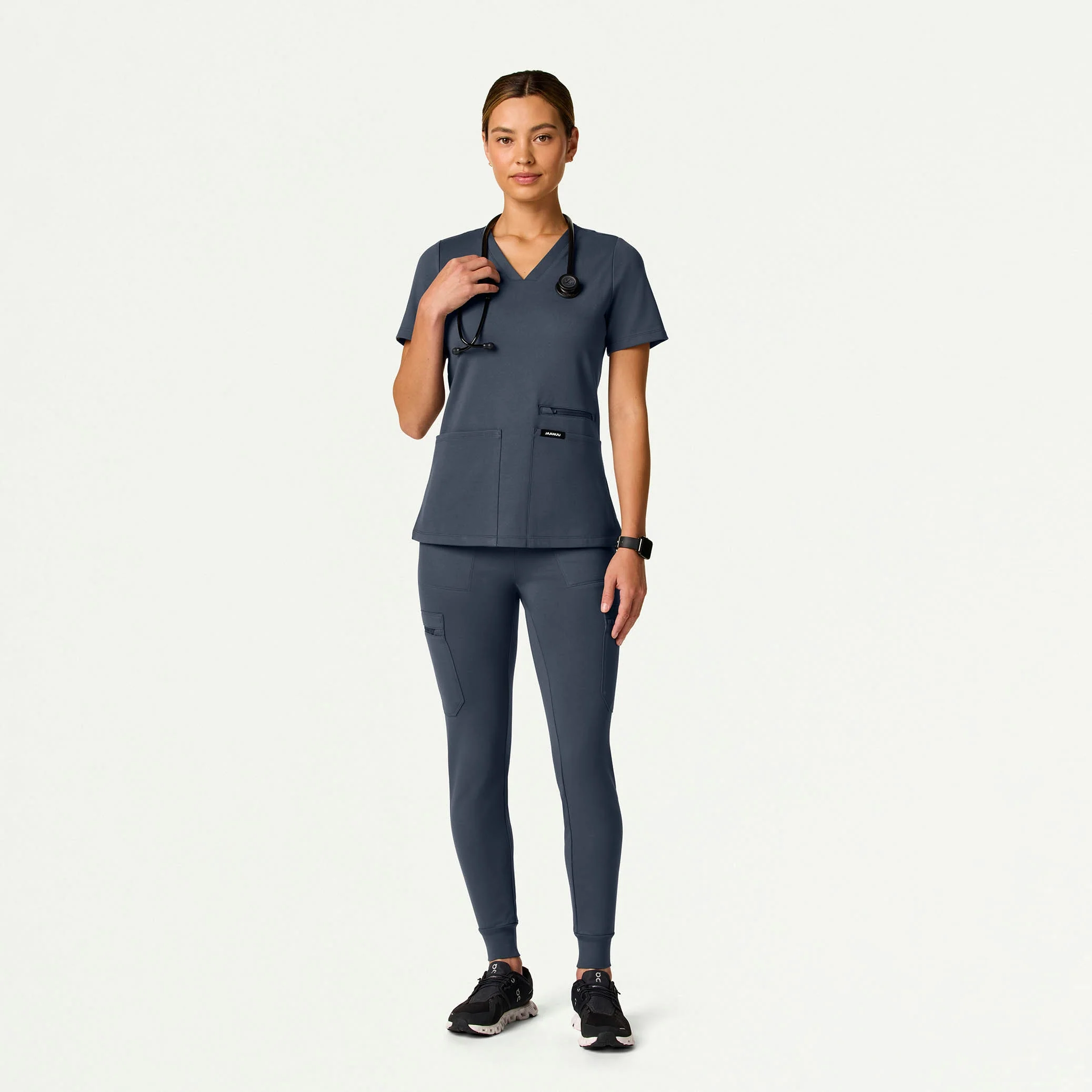 The 14-Pocket UltraSOFT™ Scrub Set - Carbon Gray