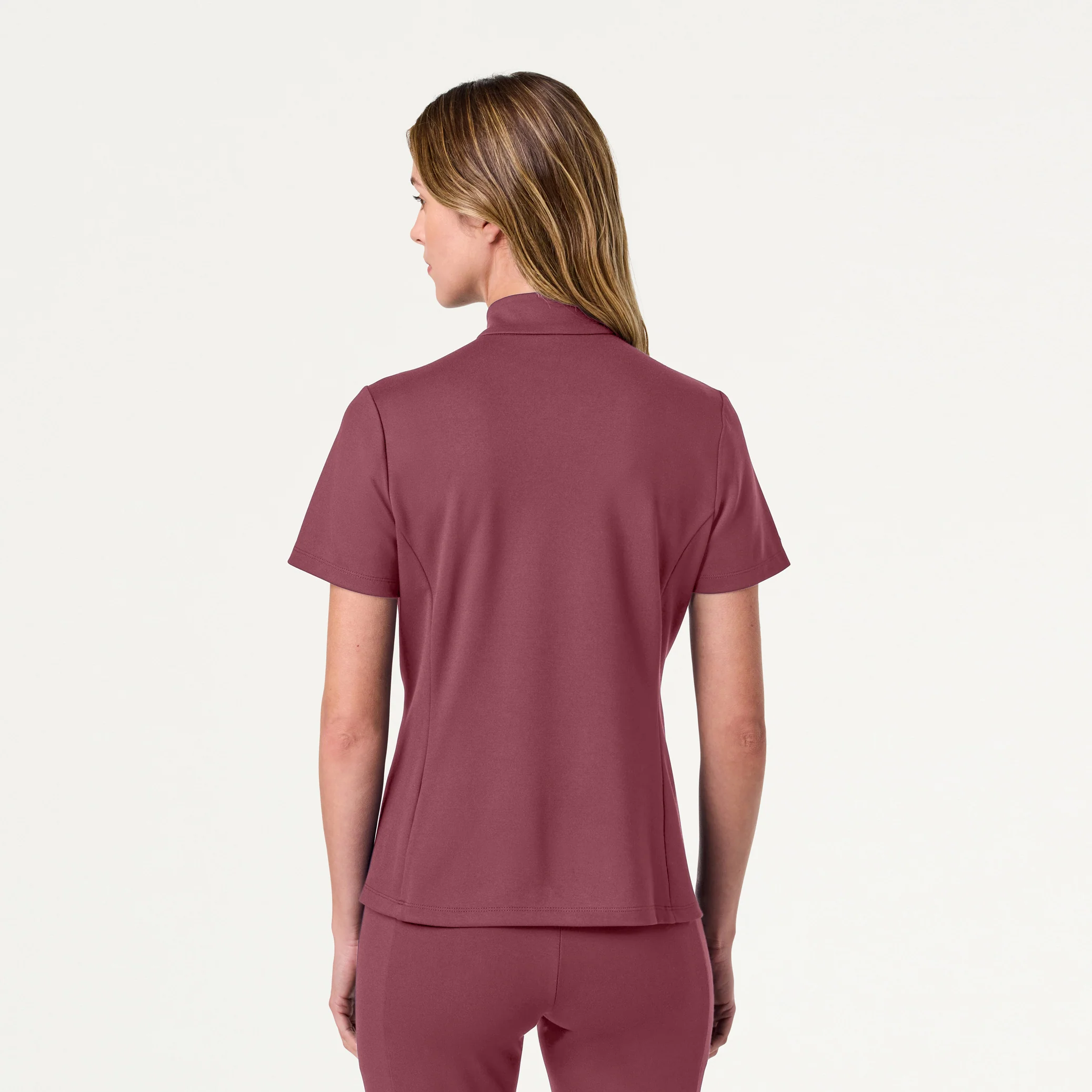 The Half-Zip UltraSOFT™ Scrub Set - Rosewood - Image 3