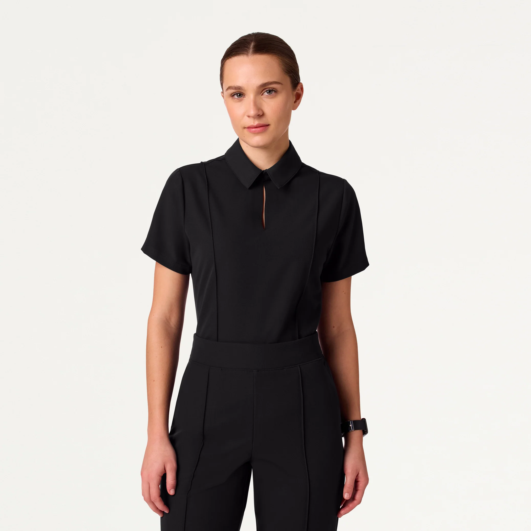 The Tailored Flare Scrub Set - Black - Image 2