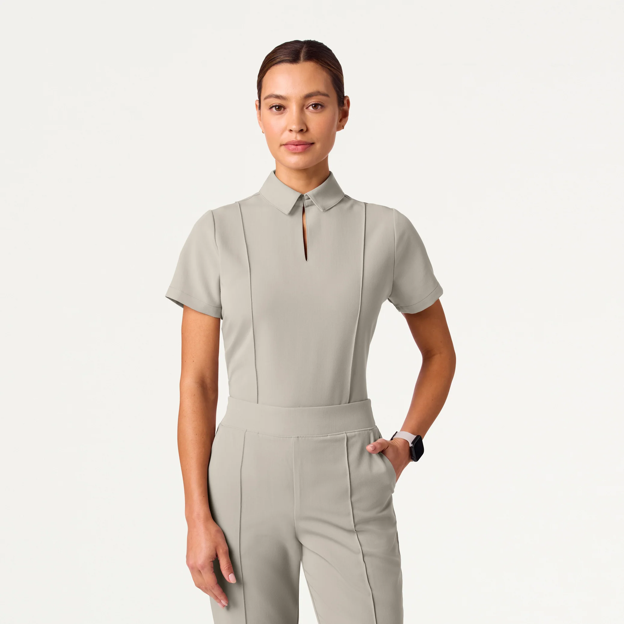 The Tailored Flare Scrub Set - Fog - Image 2