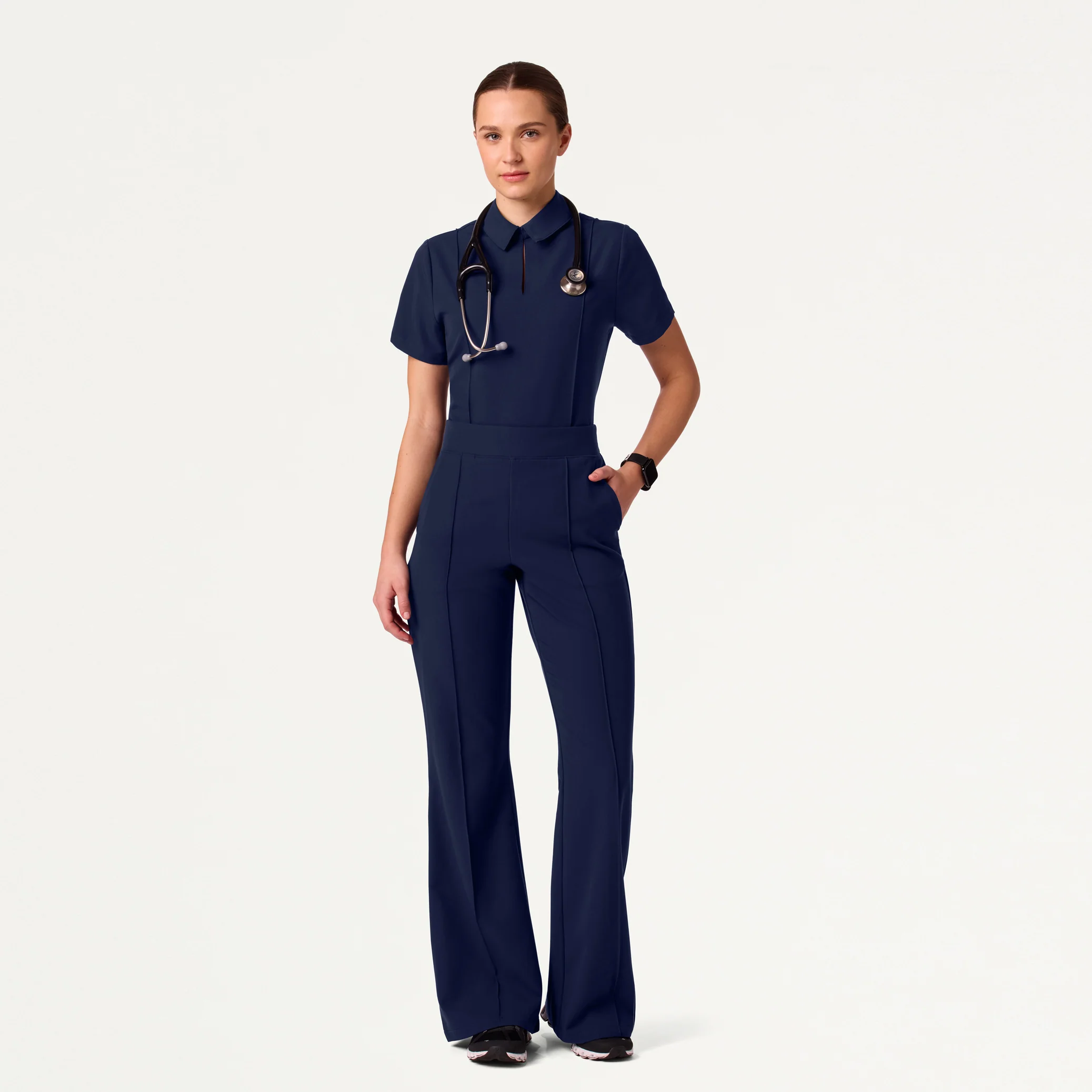 The Tailored Flare Scrub Set - Midnight Navy