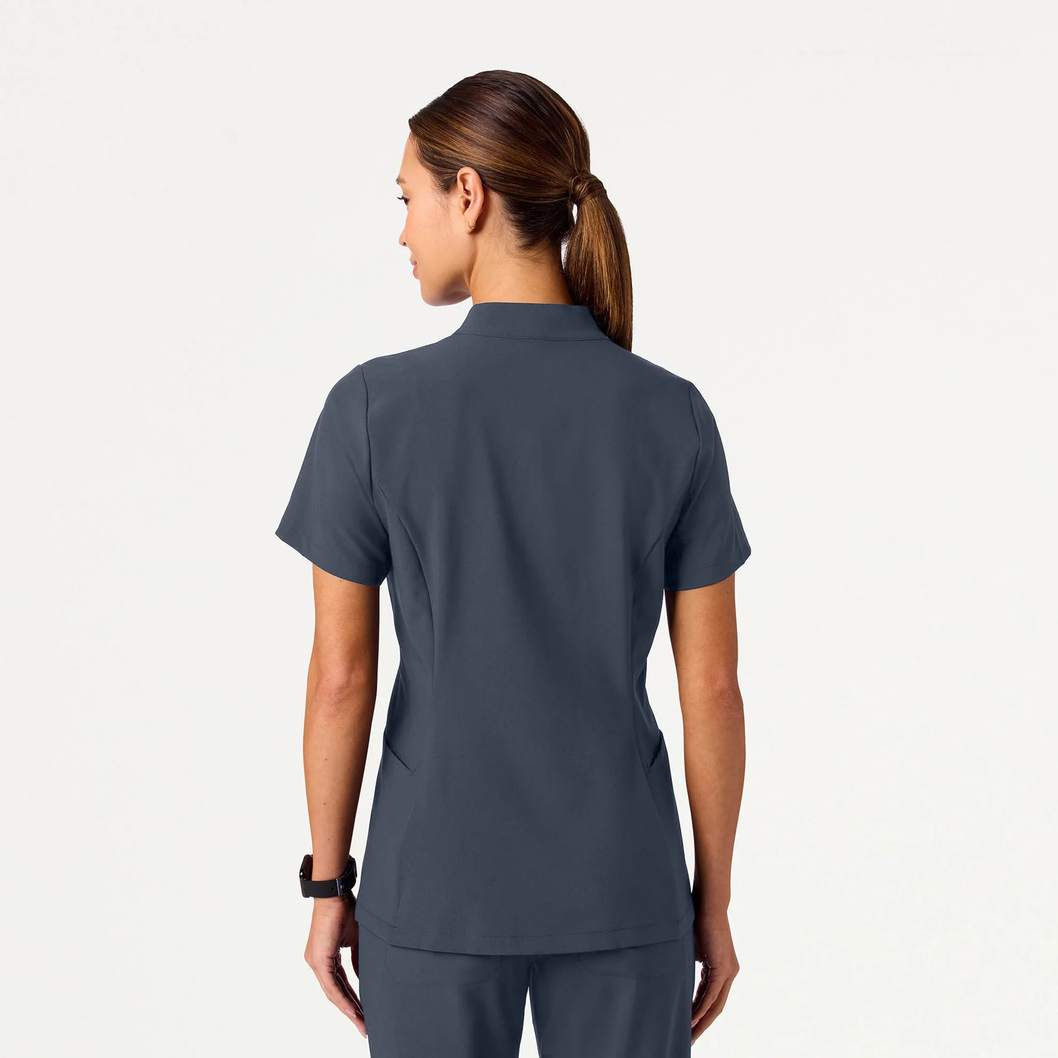 Alex Mock-Neck Scrub Top - Carbon Gray - Image 2