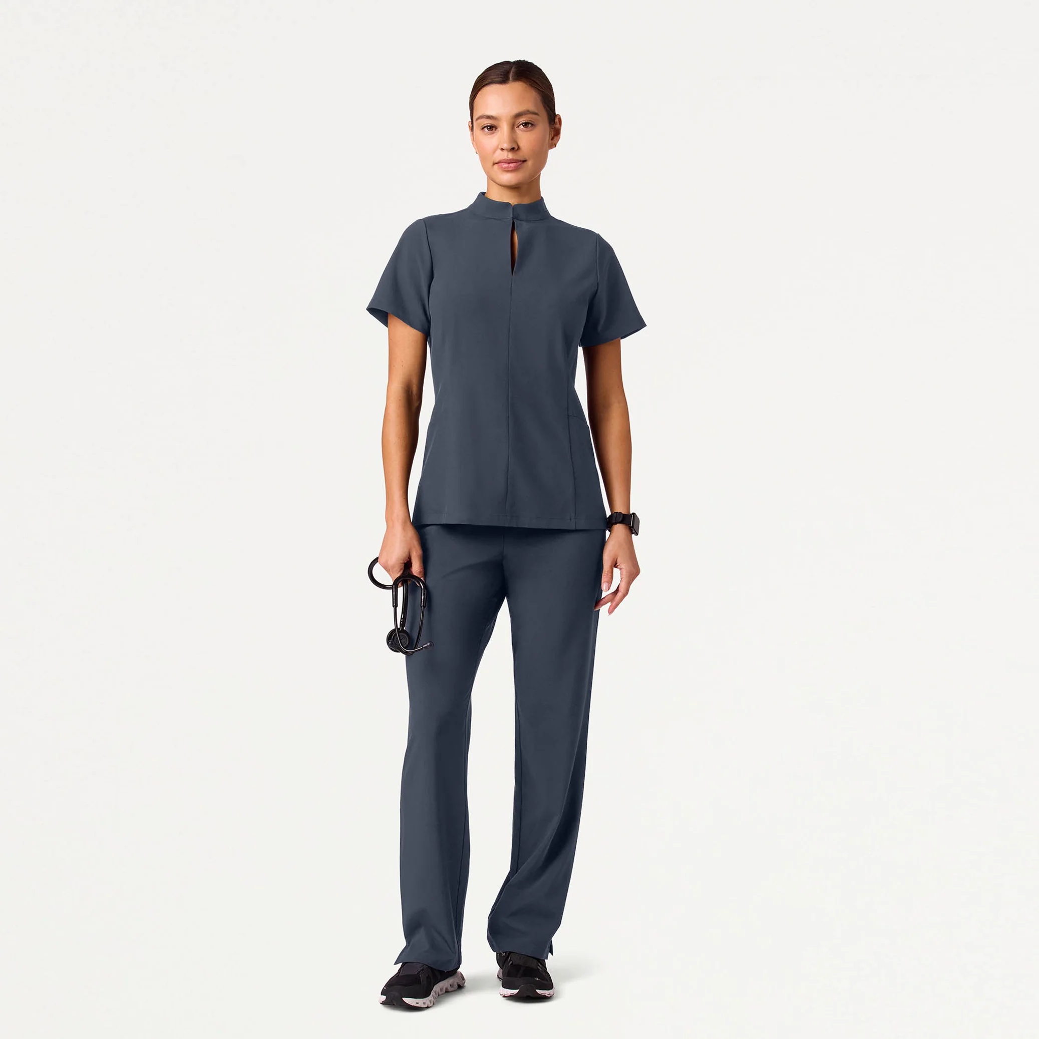 Alex Mock-Neck Scrub Top - Carbon Gray - Image 4