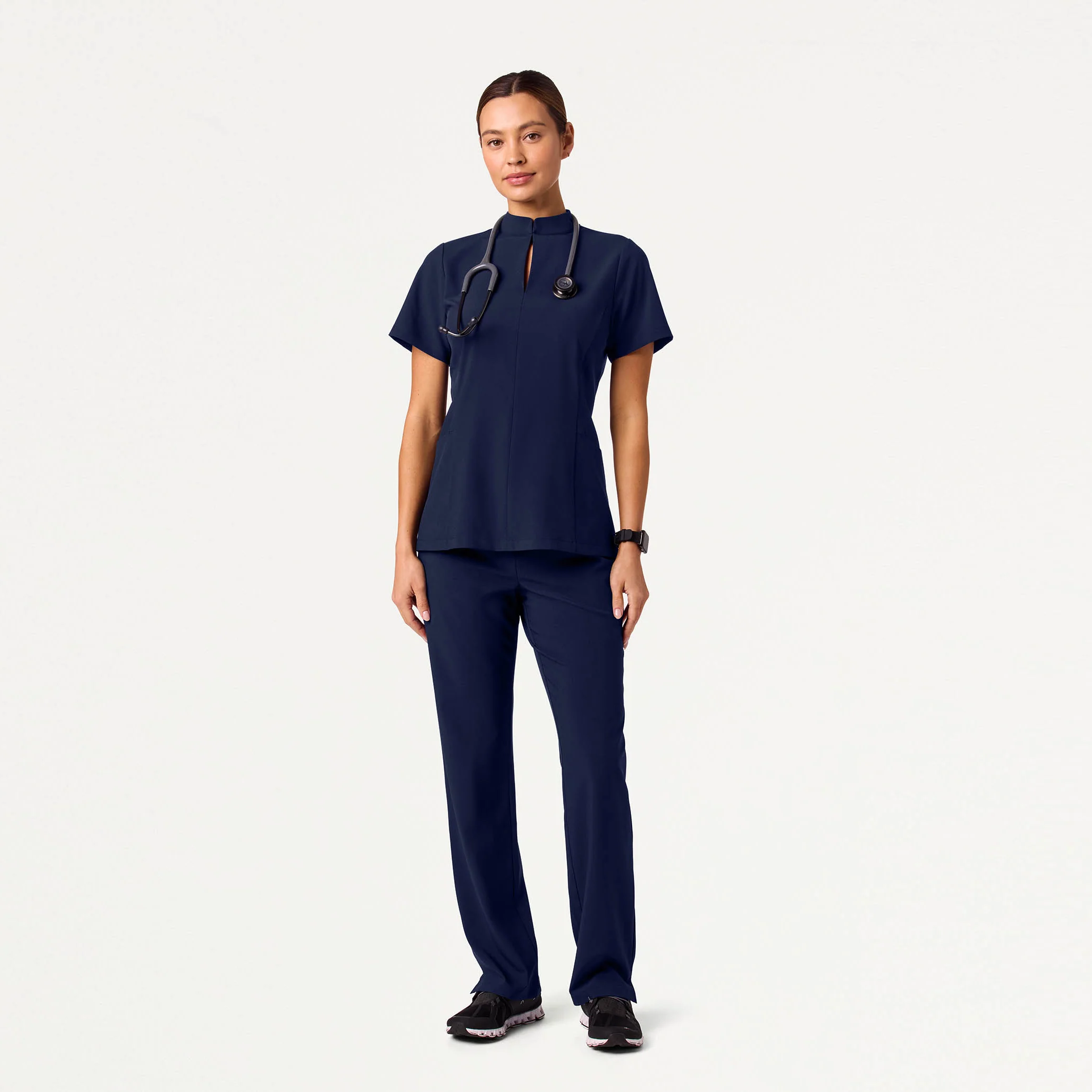 Alex Mock-Neck Scrub Top - Midnight Navy - Image 4