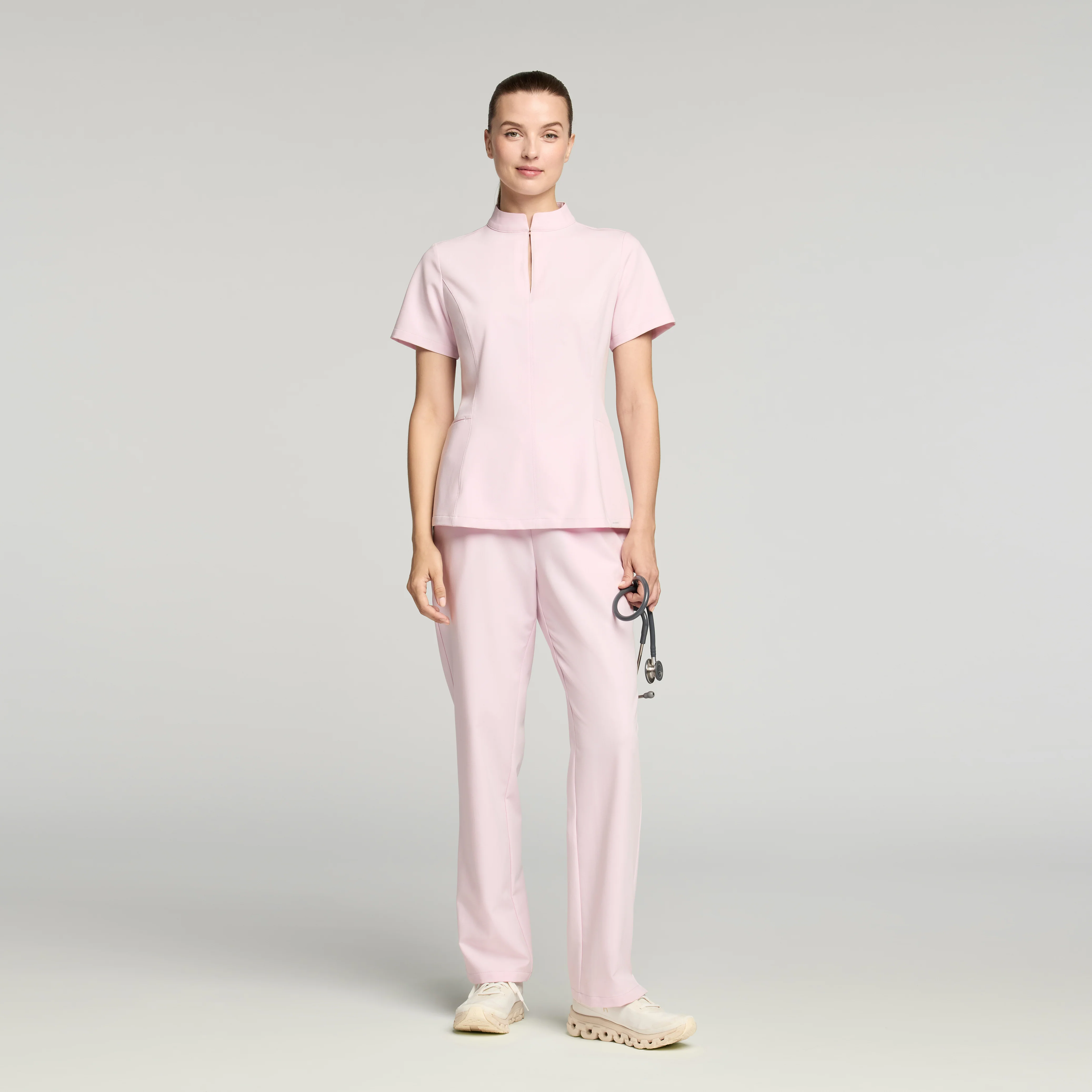 Aria Fit & Flare Scrub Top - Rose Quartz - Image 4
