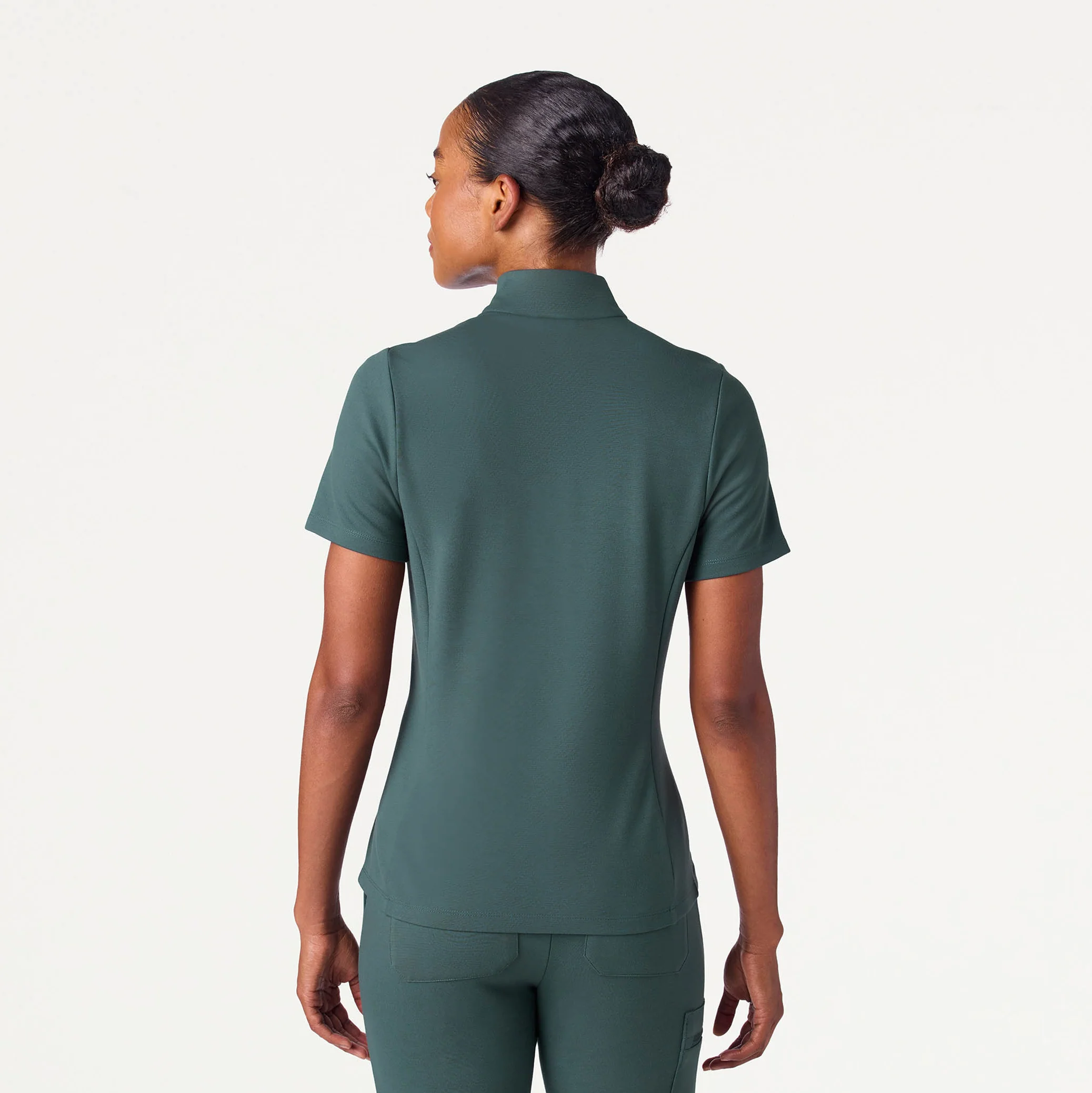 Astra Slim Half-Zip UltraSOFT™ Scrub Top - Alpine Green - Image 3