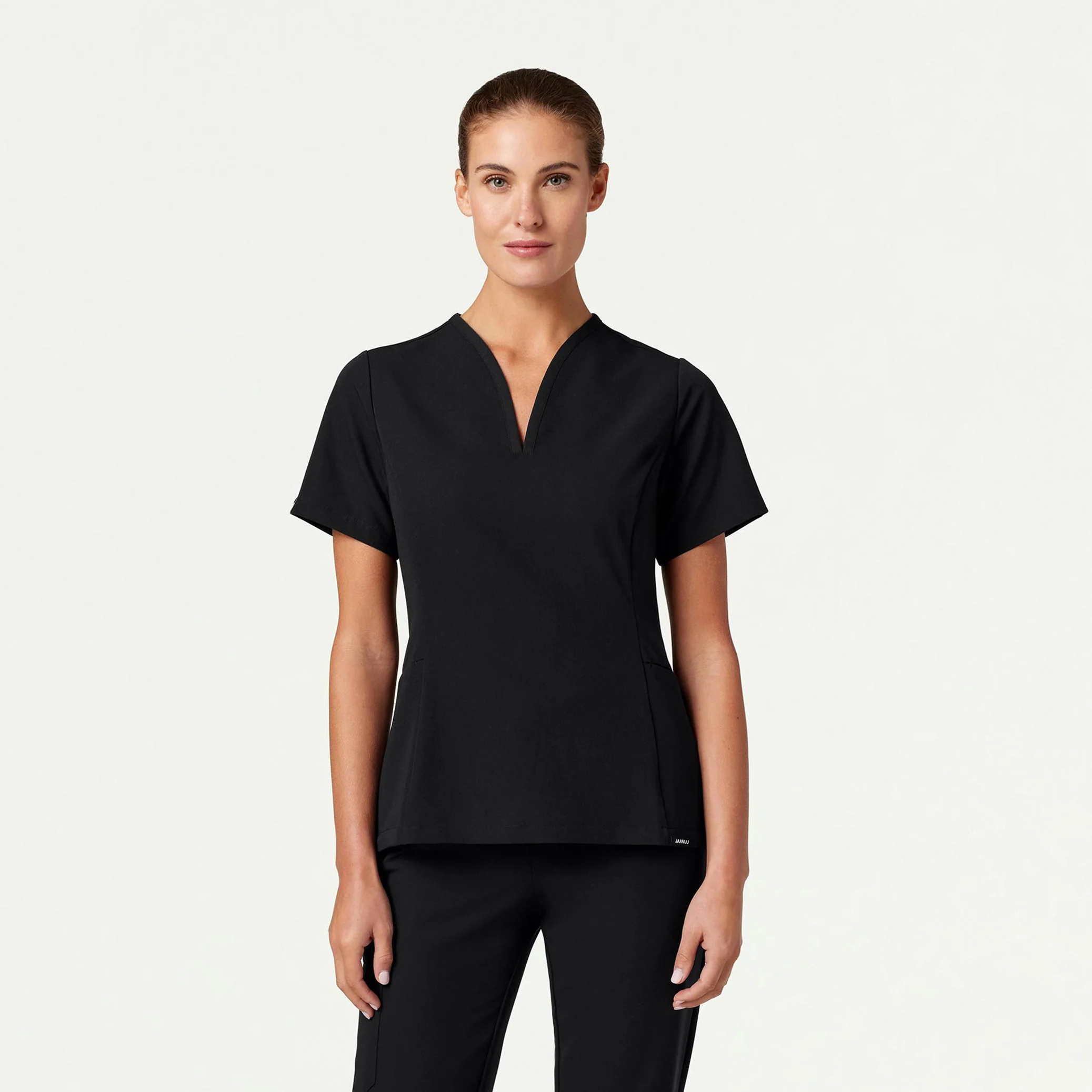 Calix Fit & Flare Scrub Top - Black