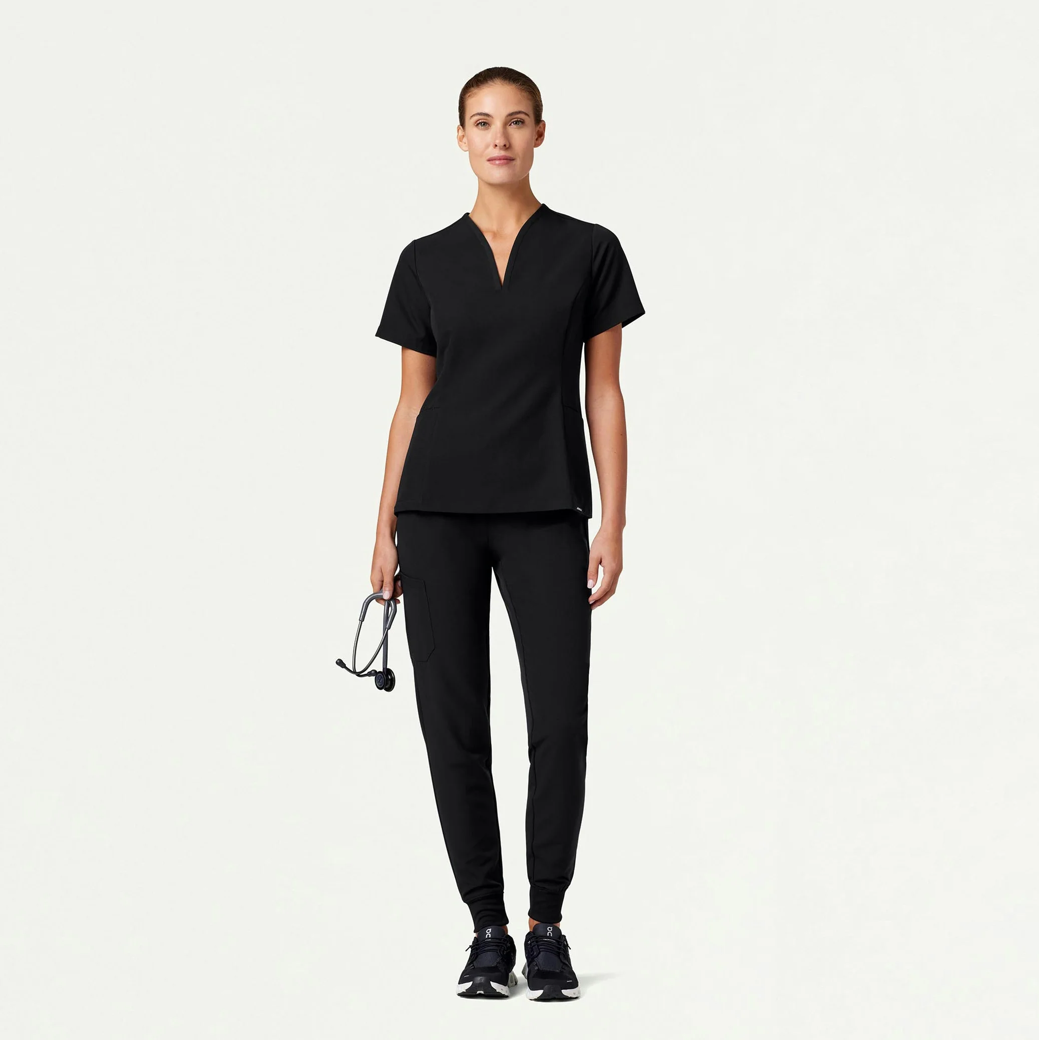 Calix Fit & Flare Scrub Top - Black - Image 2