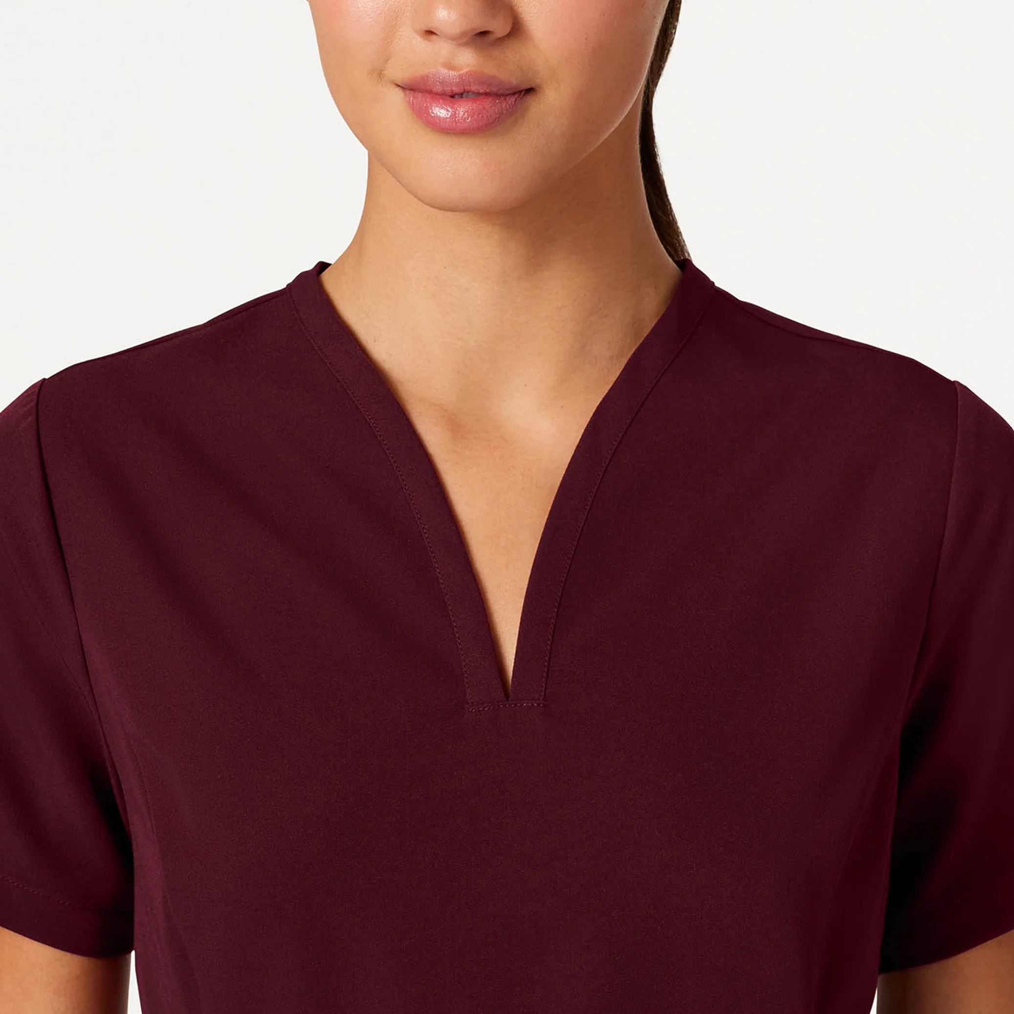 Calix Fit & Flare Scrub Top - Burgundy - Image 4