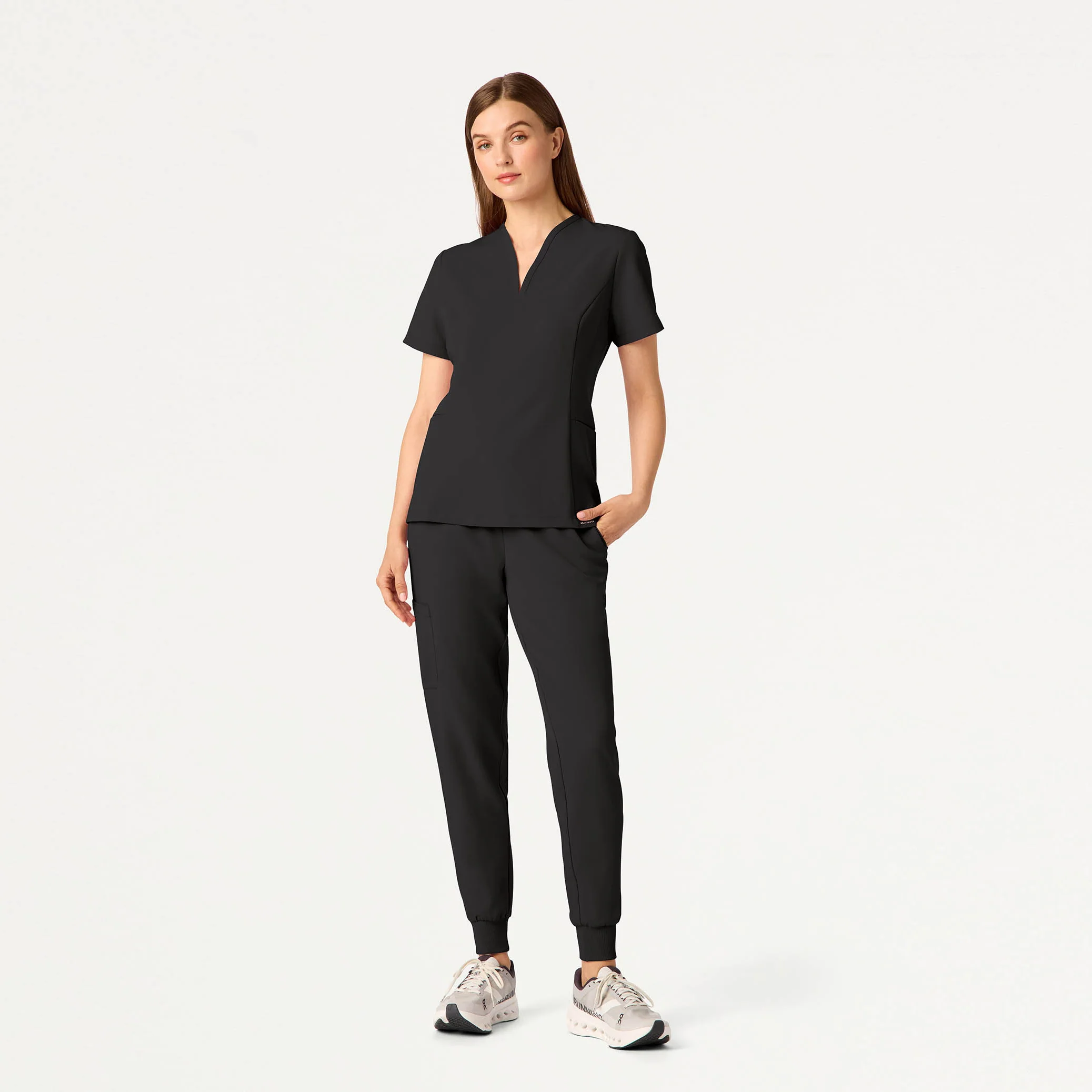 Calix Fit & Flare Scrub Top - Charcoal - Image 2