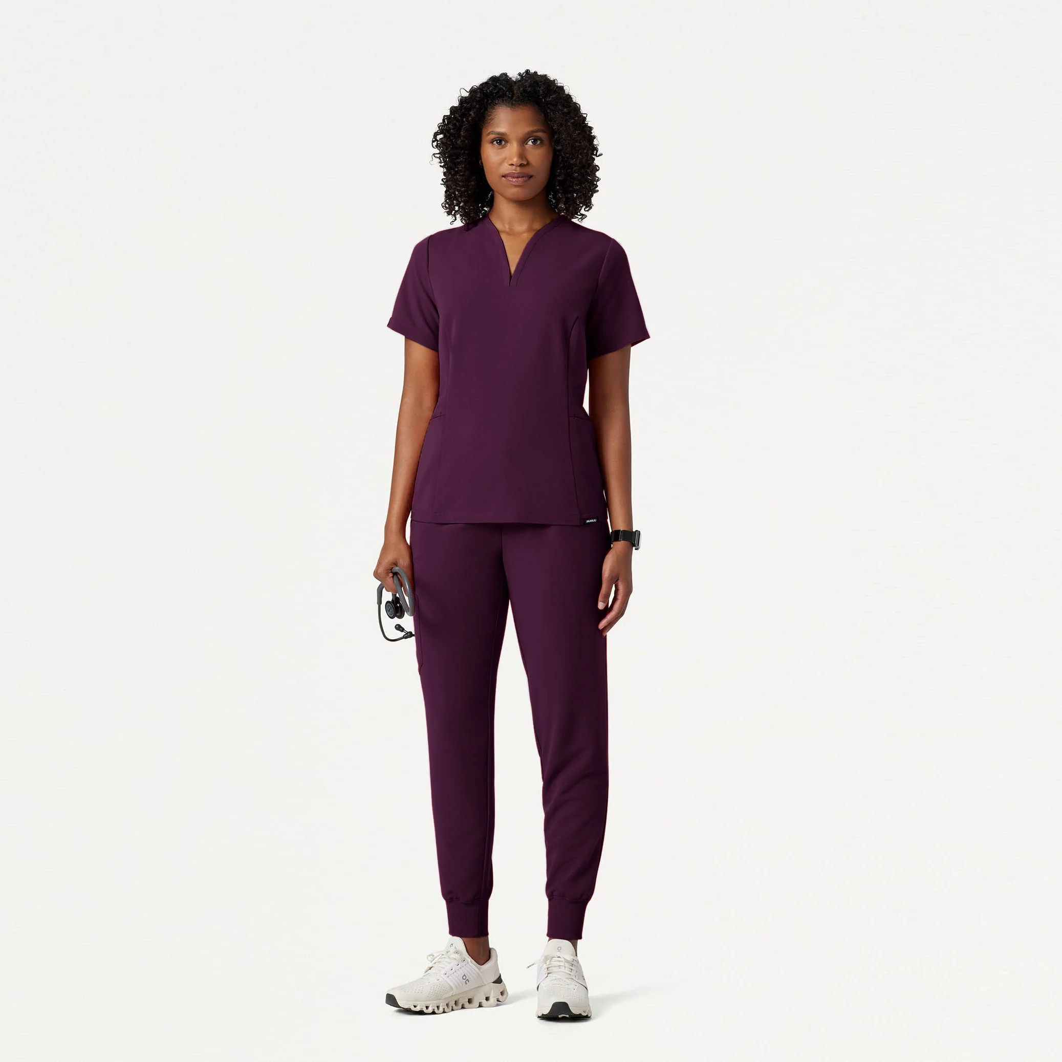 Calix Fit & Flare Scrub Top - Deep Eggplant - Image 2