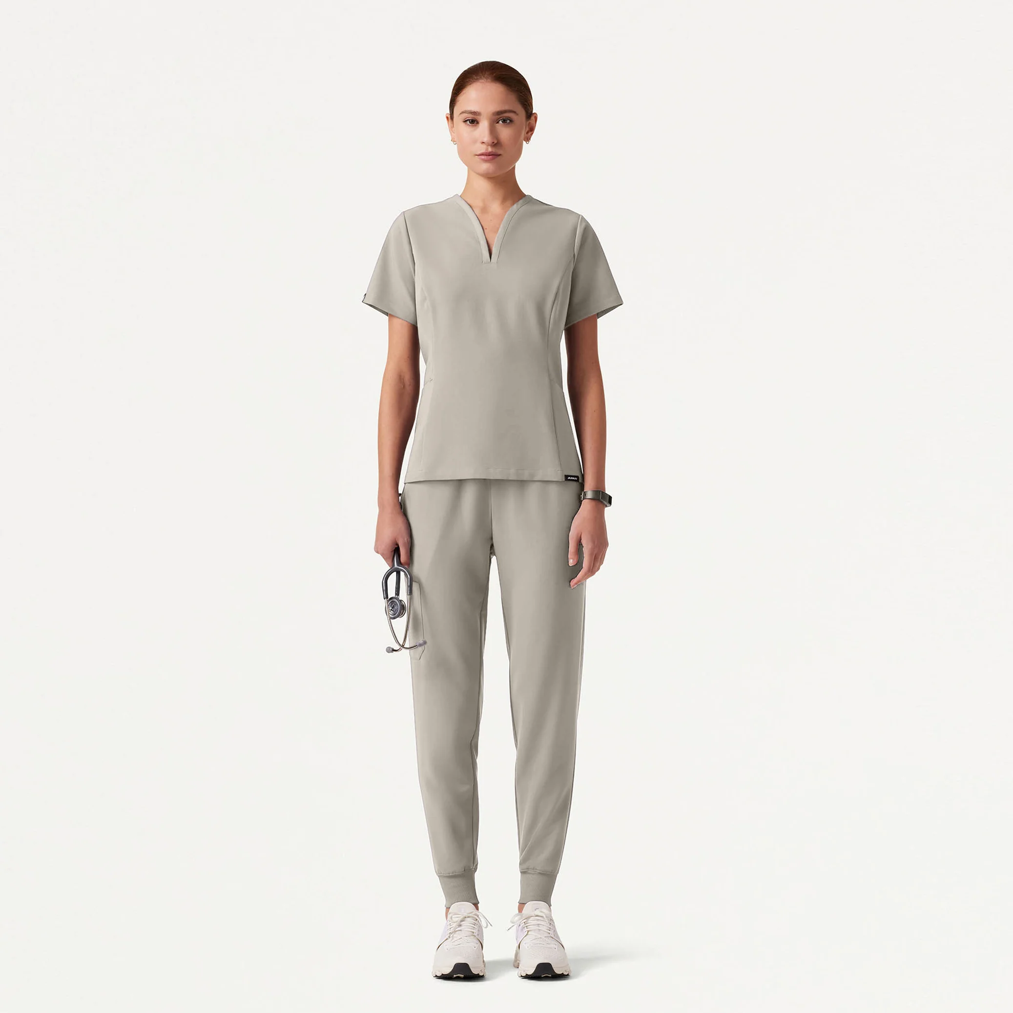 Calix Fit & Flare Scrub Top - Fog - Image 2