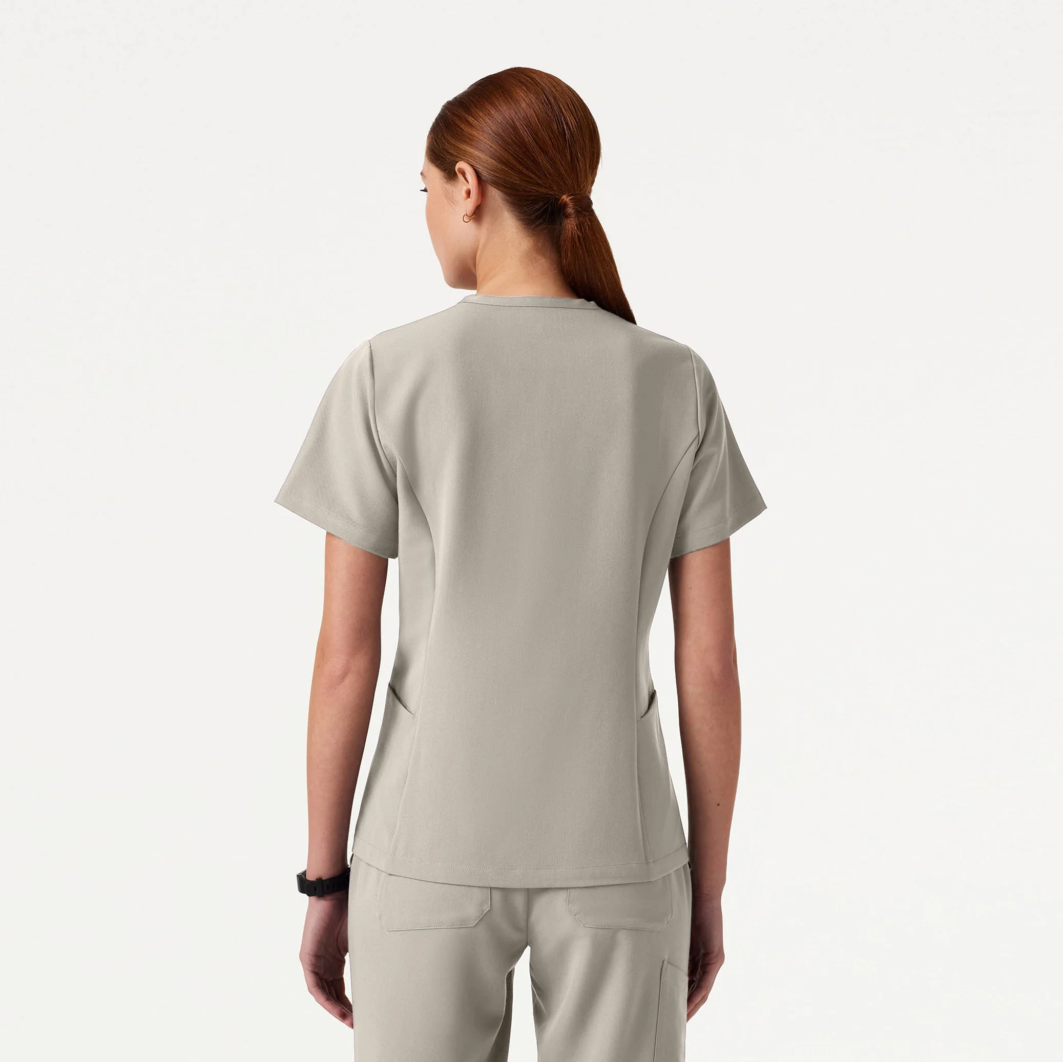Calix Fit & Flare Scrub Top - Fog - Image 4