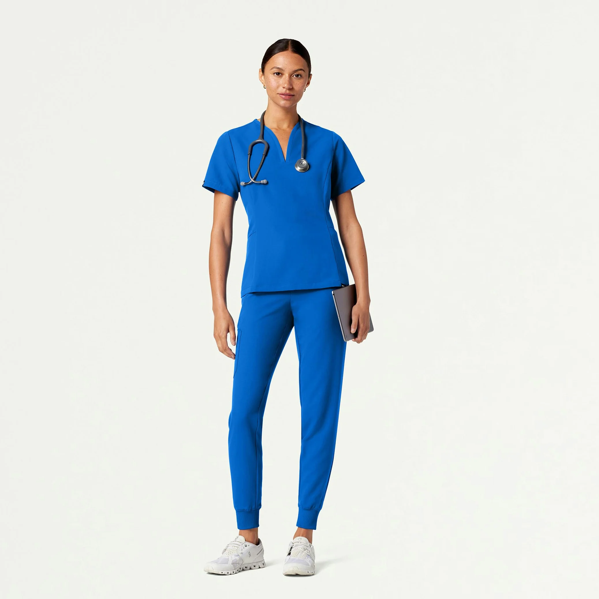 Calix Fit & Flare Scrub Top - Royal Blue - Image 2