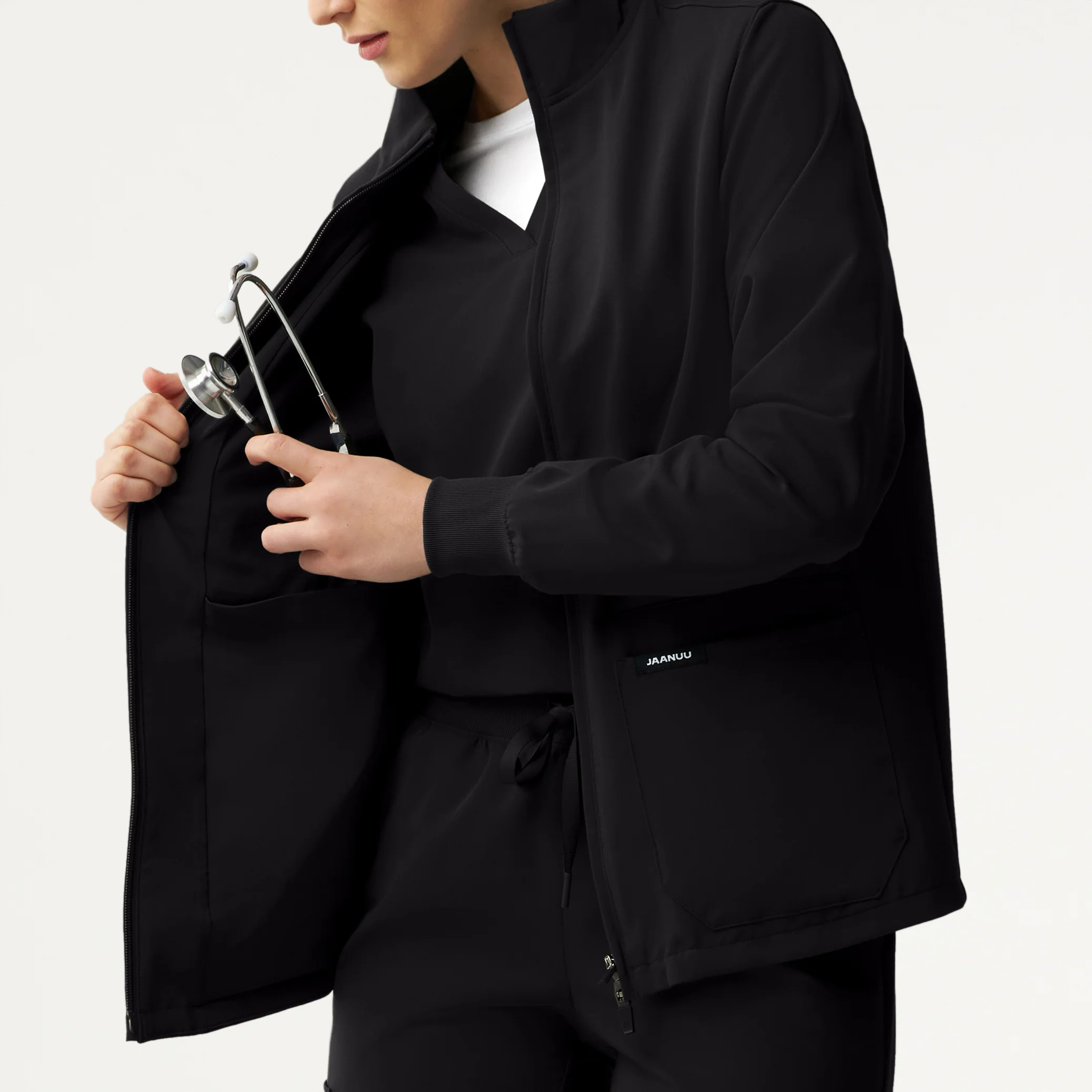 Ceri Essential 6-Pocket Scrub Jacket - Black - Image 7