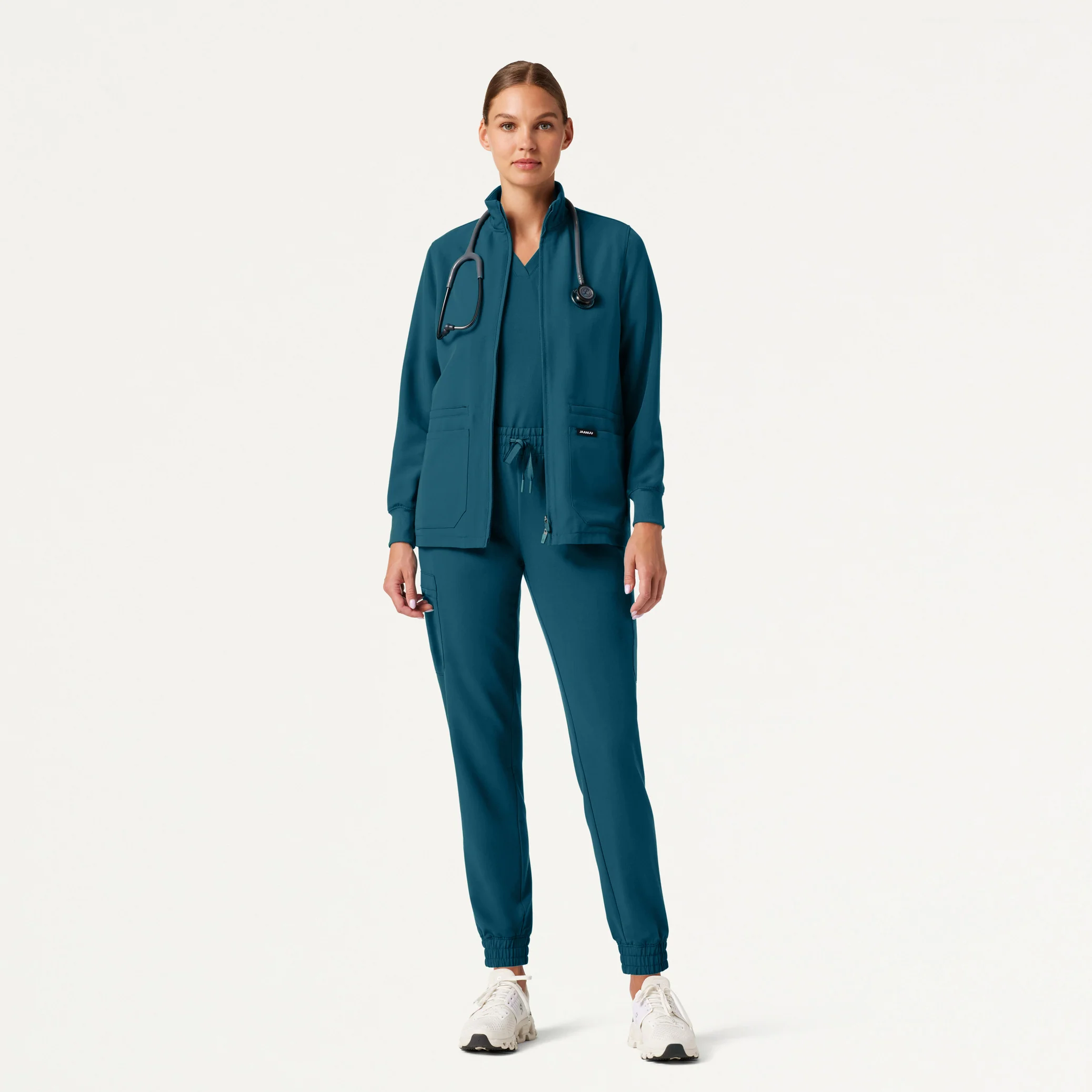 Ceri Essential 6-Pocket Scrub Jacket - Caribbean Blue - Image 2