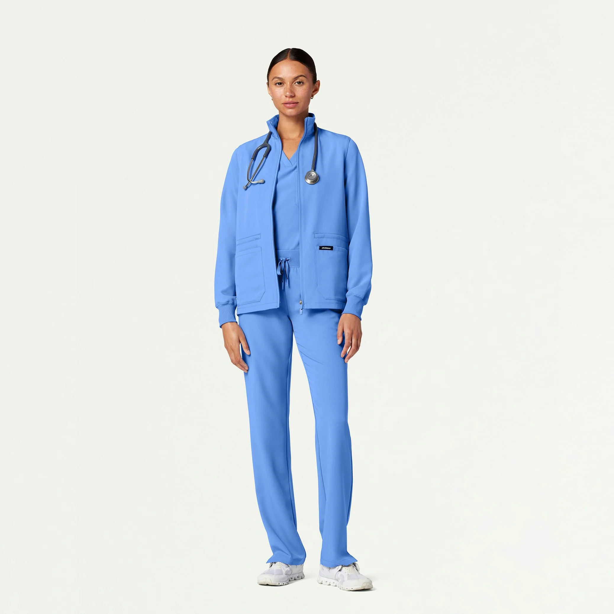 Ceri Essential 6-Pocket Scrub Jacket - Ceil Blue - Image 2