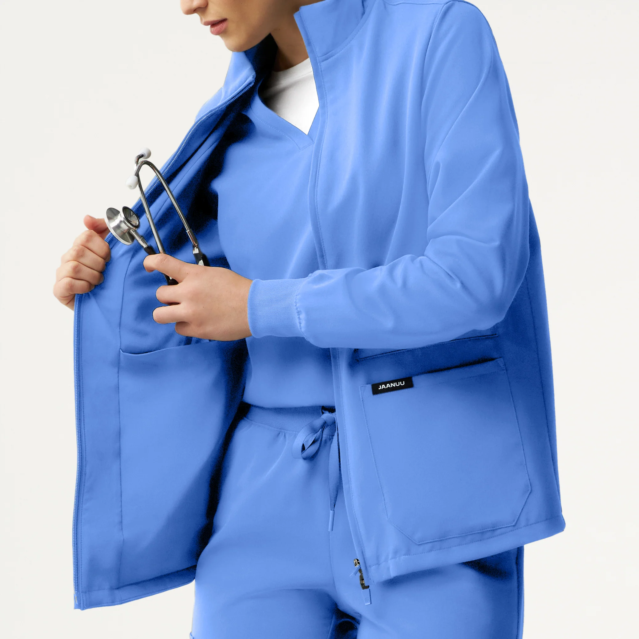 Ceri Essential 6-Pocket Scrub Jacket - Ceil Blue - Image 7