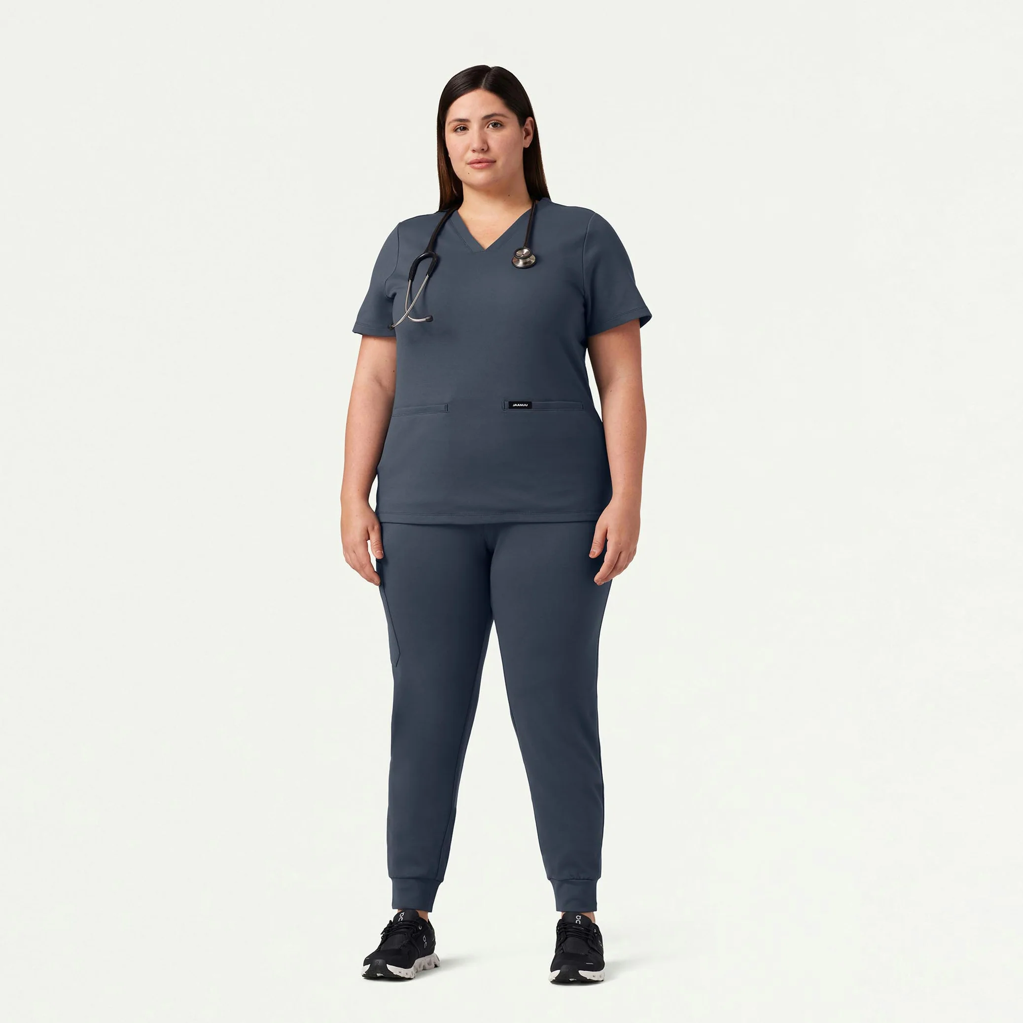 Cesi Slim UltraSOFT™ Scrub Top - Carbon Gray - Image 8