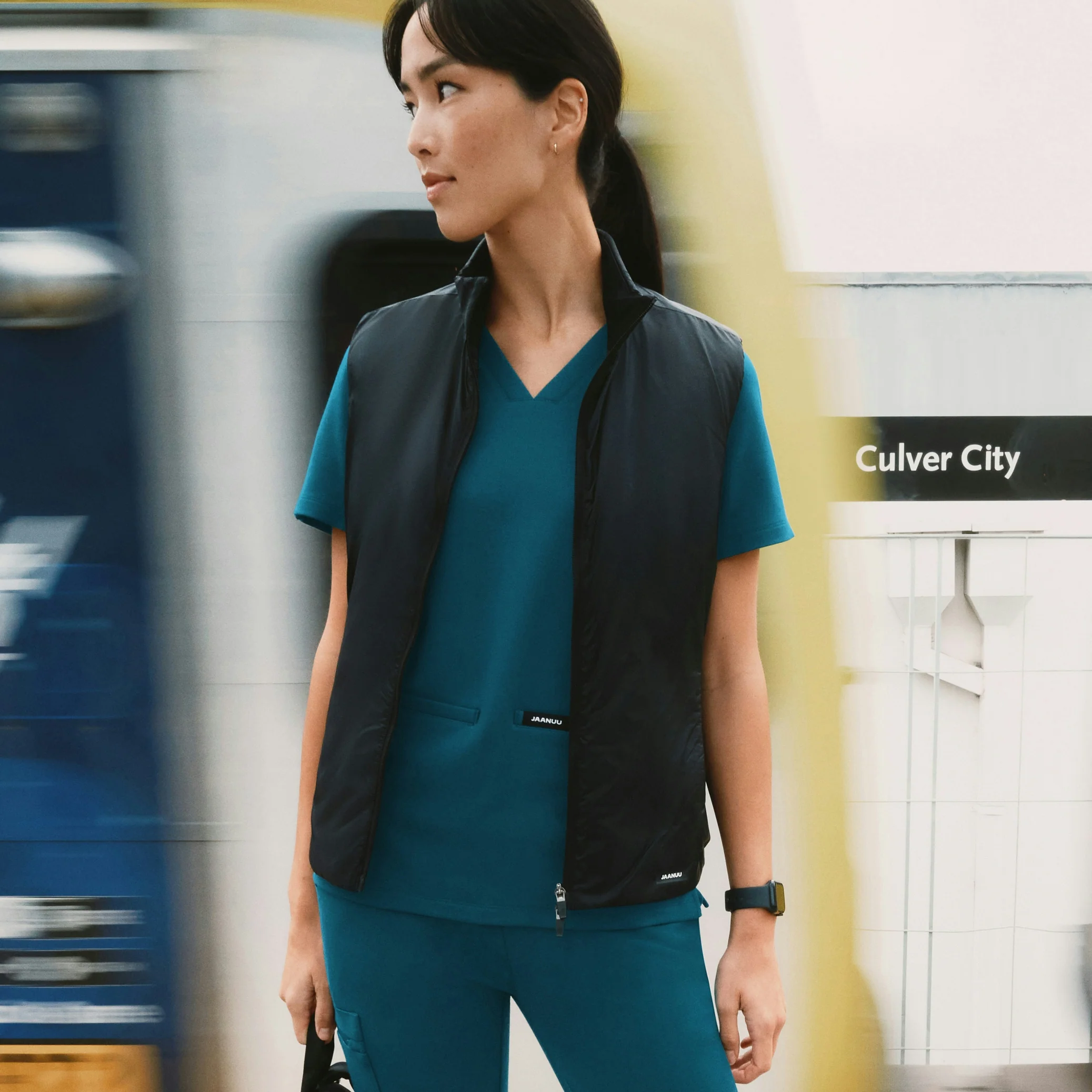 Cesi Slim UltraSOFT™ Scrub Top - Caribbean Blue - Image 2