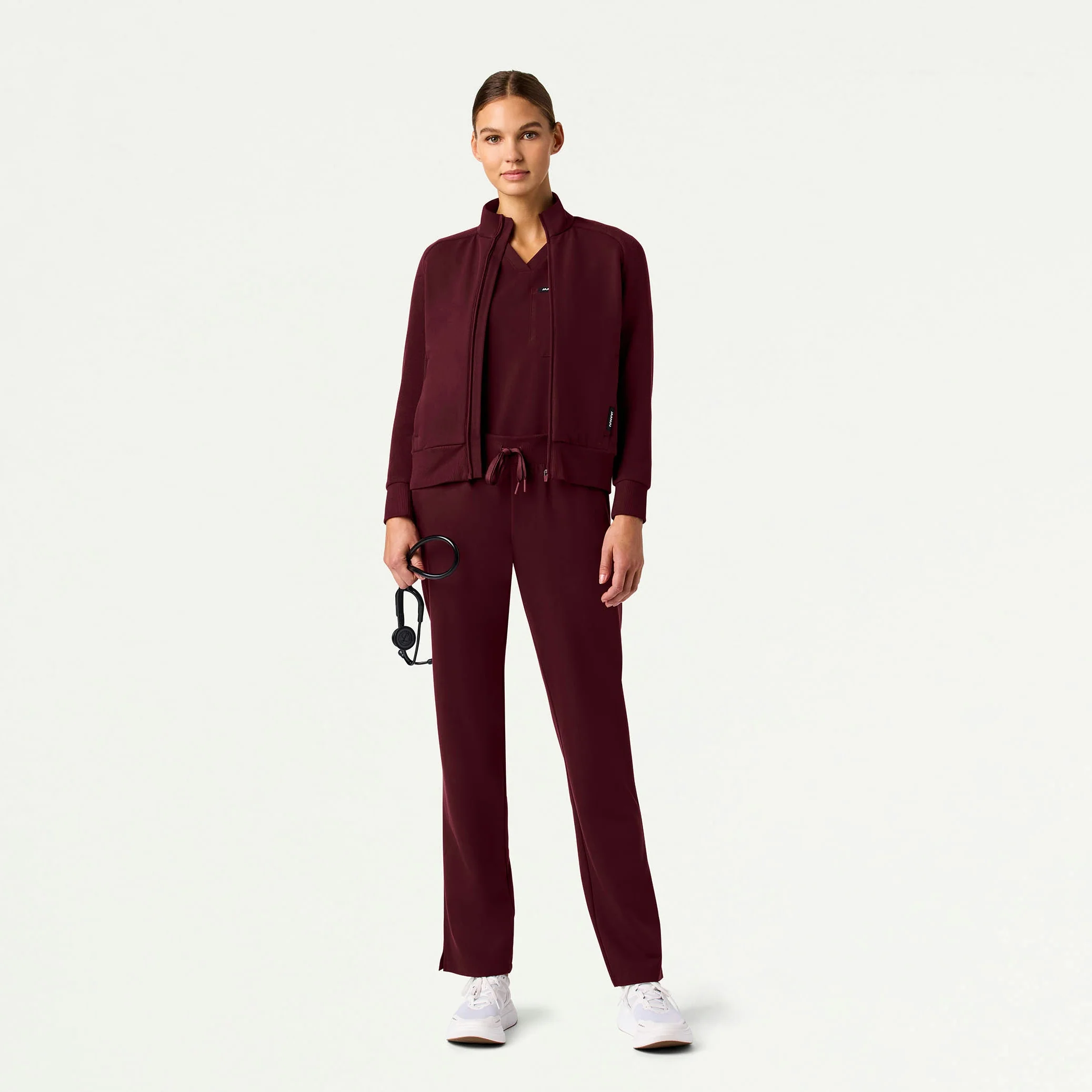 Cloud Hybrid Fleece Bomber Jacket - Burgundy - Image 3